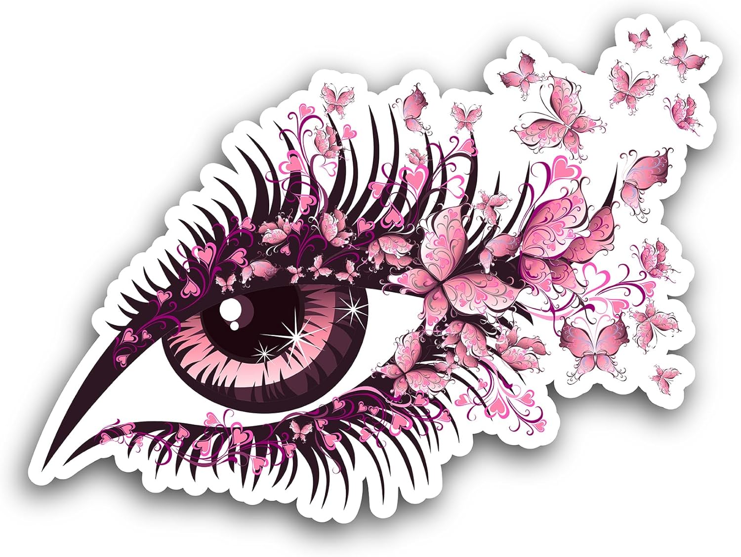 2 (Pieces) 3" and 5" Butterfly Eyelash Sticker, Waterproof Vinyl Decals for Many Purpose Like Cars, Trucks, Laptops, Phones, Windows and More