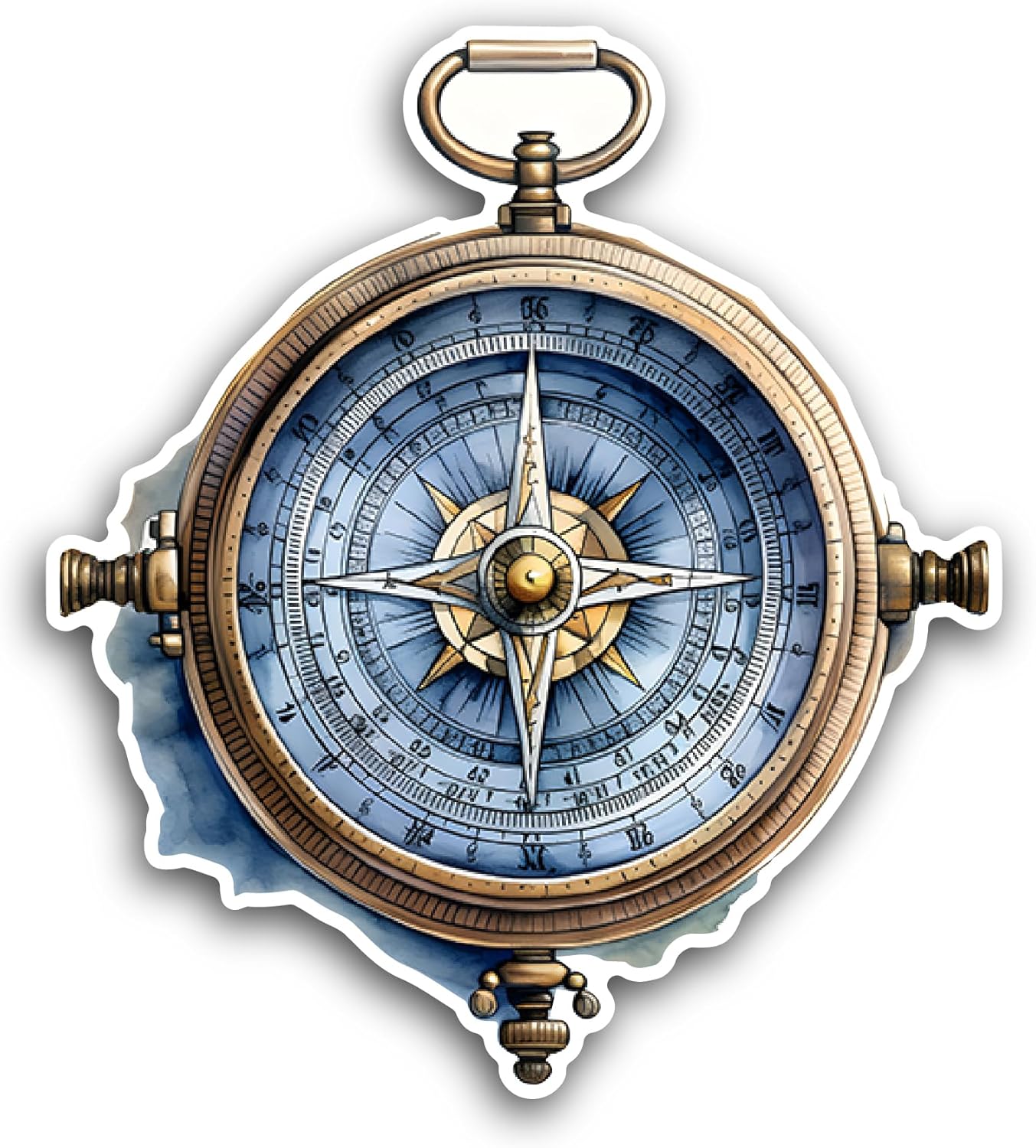 2 (Pieces) 3" and 5" Blue Face Compass Sticker, Waterproof Vinyl Decals for Many Purpose Like Cars, Trucks, Laptops, Phones, Windows and More