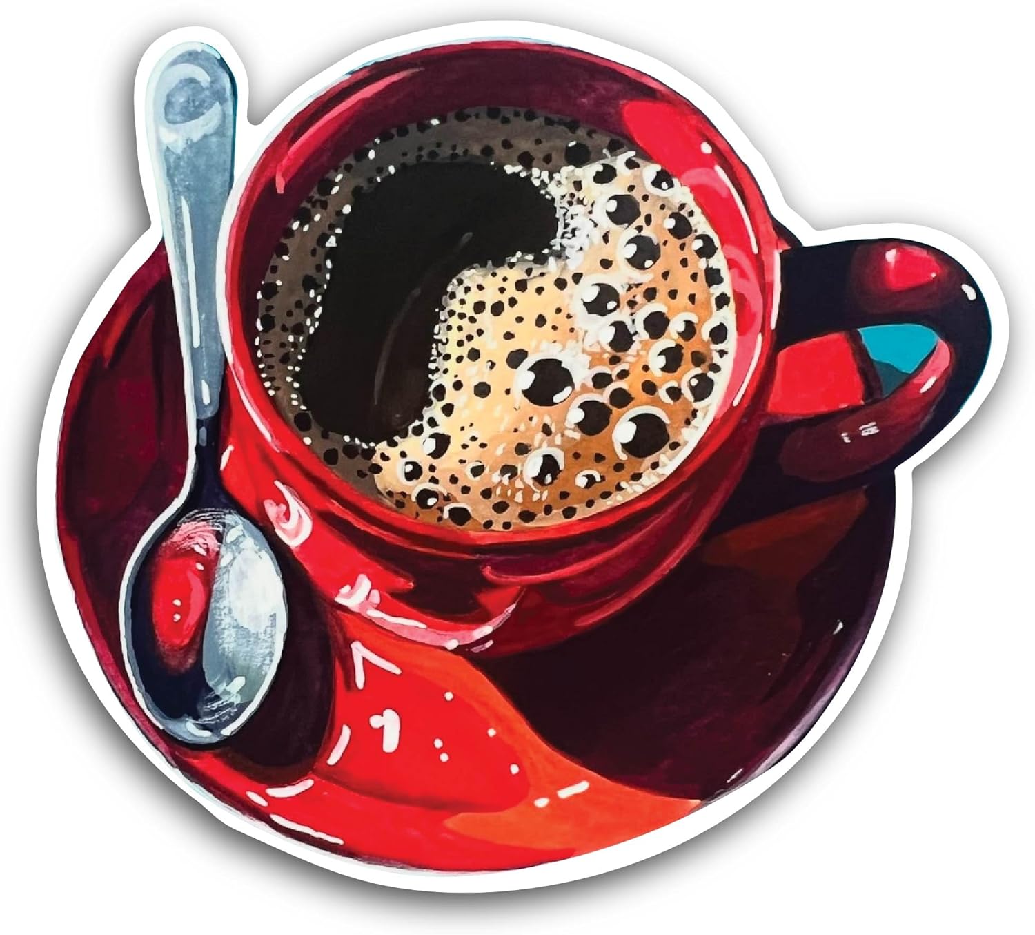 2 (Pieces) 3" and 5" Black Coffee in Red Cup Sticker, Waterproof Vinyl Decals for Many Purpose Like Cars, Trucks, Laptops, Phones, Windows and More