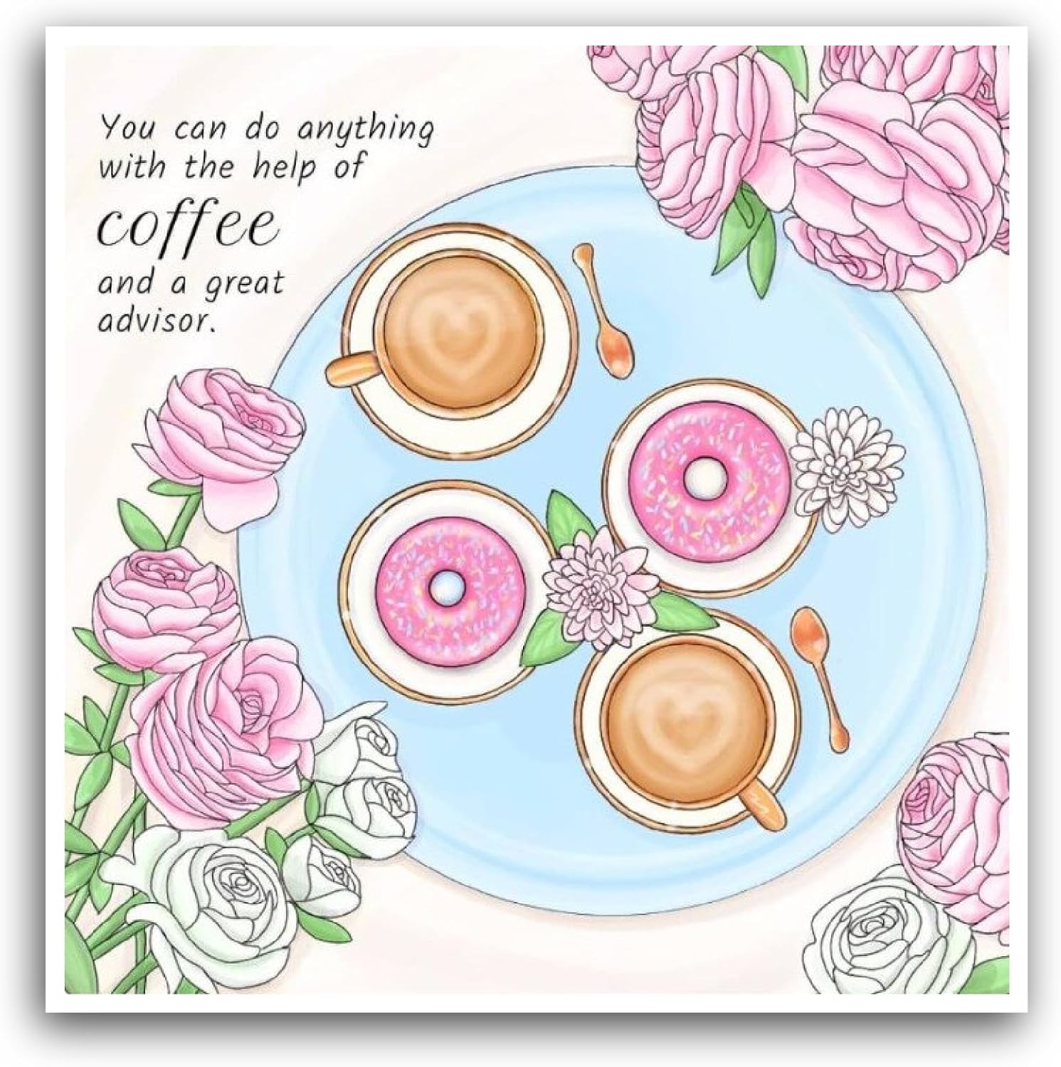 2 (Pieces) 3" and 5" Donuts and Coffee Cups Sticker, Waterproof Vinyl Decals for Many Purpose Like Cars, Trucks, Laptops, Phones, Windows and More
