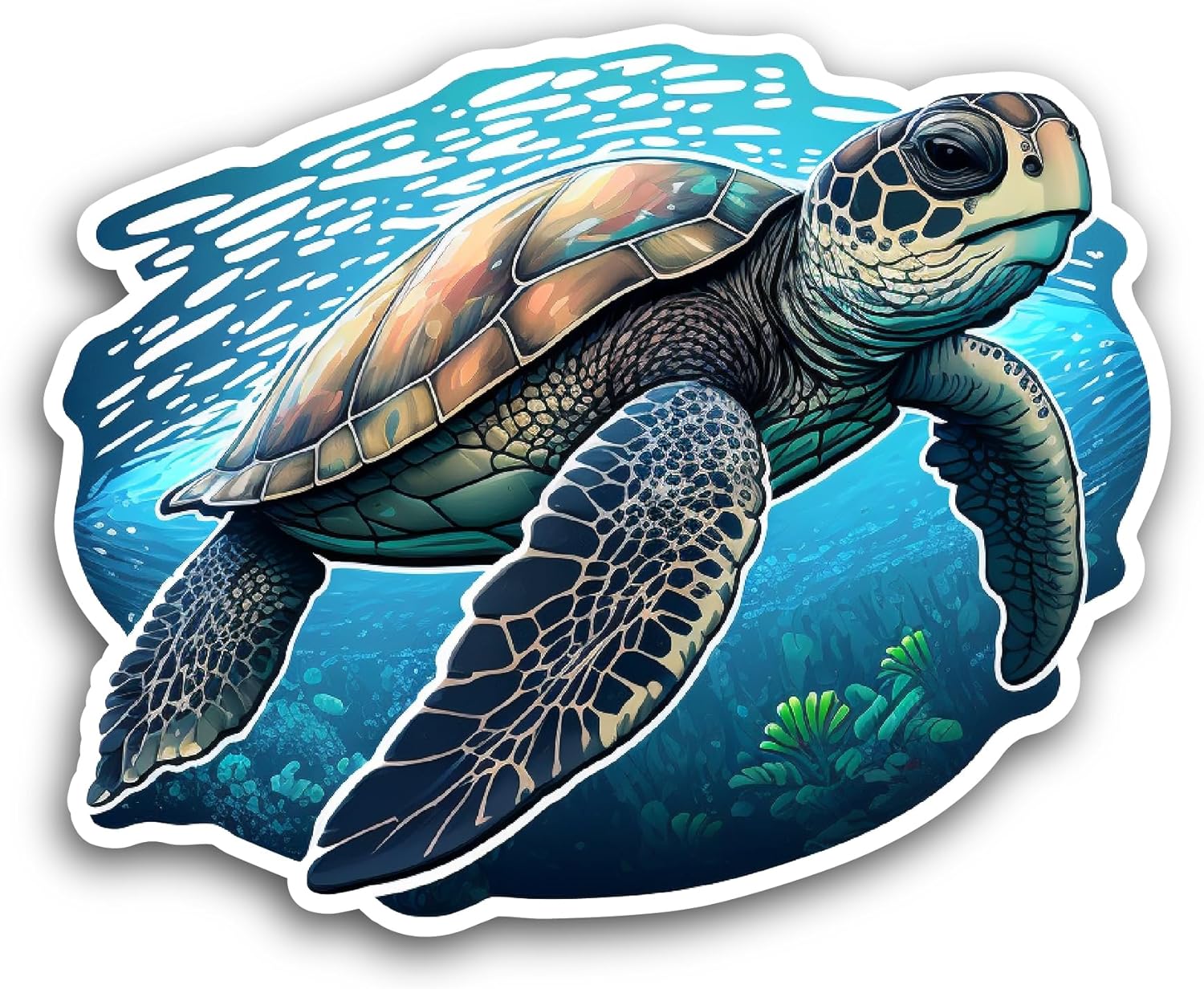 2 (Pieces) 3" and 5" Giant Turtle Sticker, Waterproof Vinyl Decals for Many Purpose Like Cars, Trucks, Laptops, Phones, Windows and More