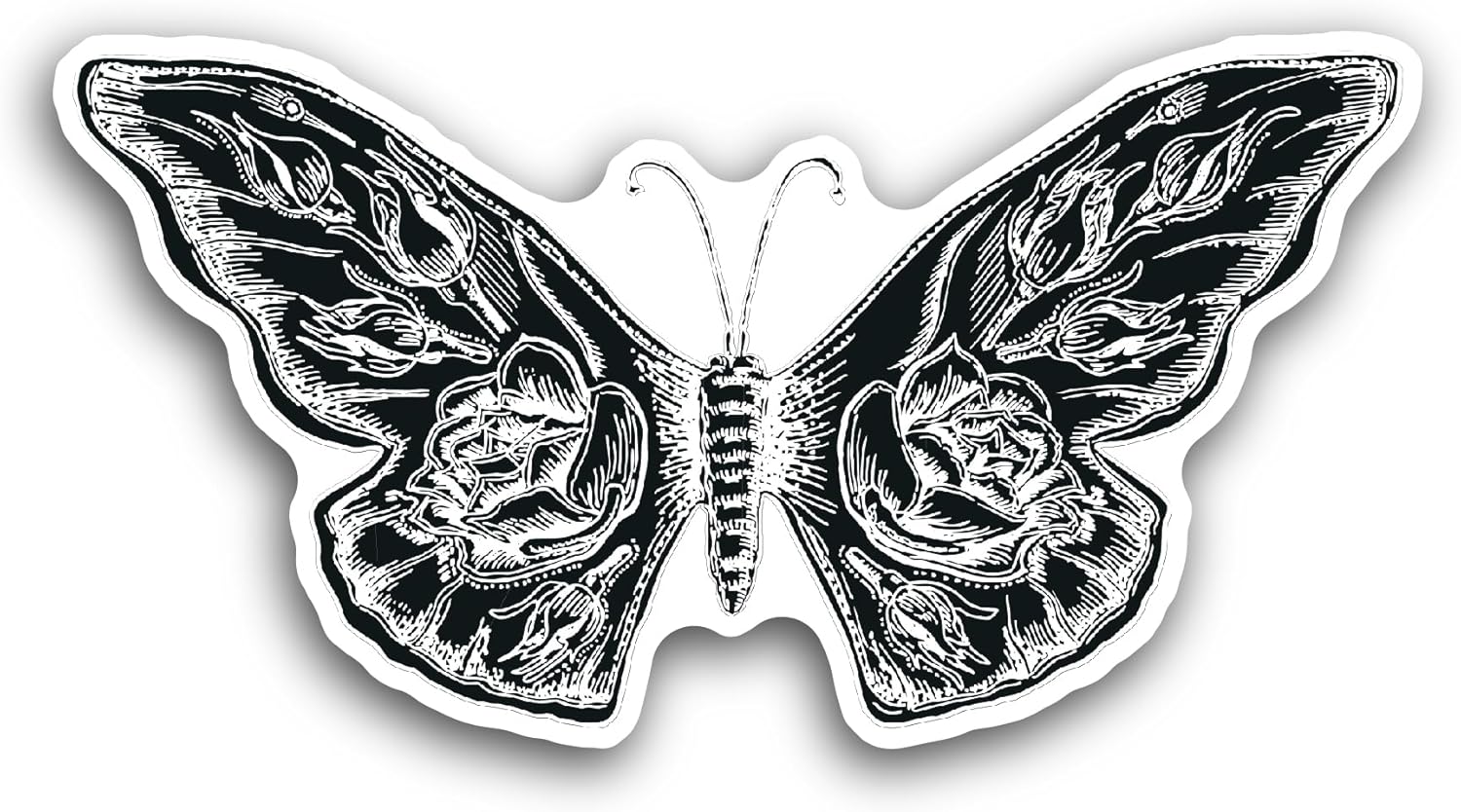 2 (Pieces) 3" and 5" Black Butterfly Decal Sticker, Waterproof Vinyl Decals for Many Purpose Like Cars, Trucks, Laptops, Phones, Windows and More