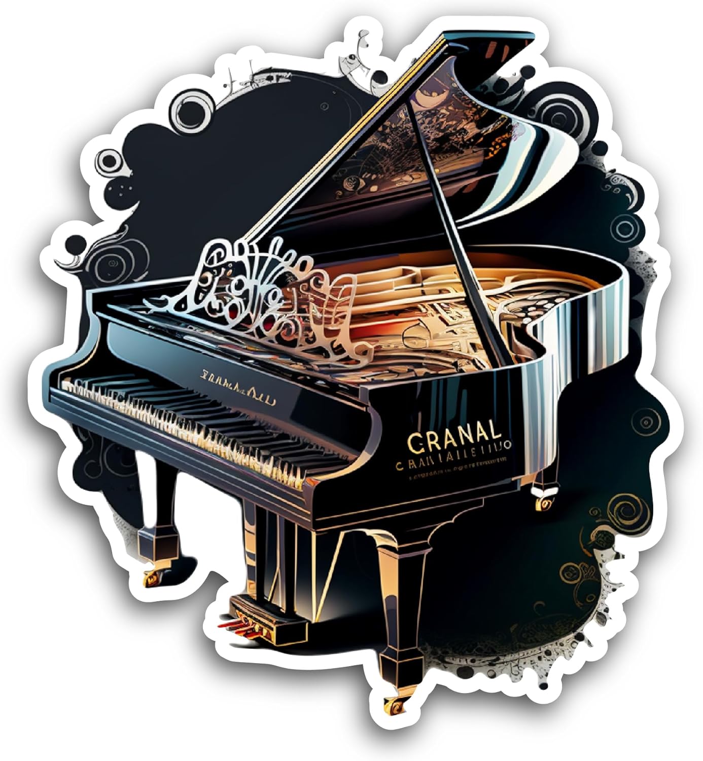 2 (Pieces) 3" and 5" Black Piano Sticker, Waterproof Vinyl Decals for Many Purpose Like Cars, Trucks, Laptops, Phones, Windows and More