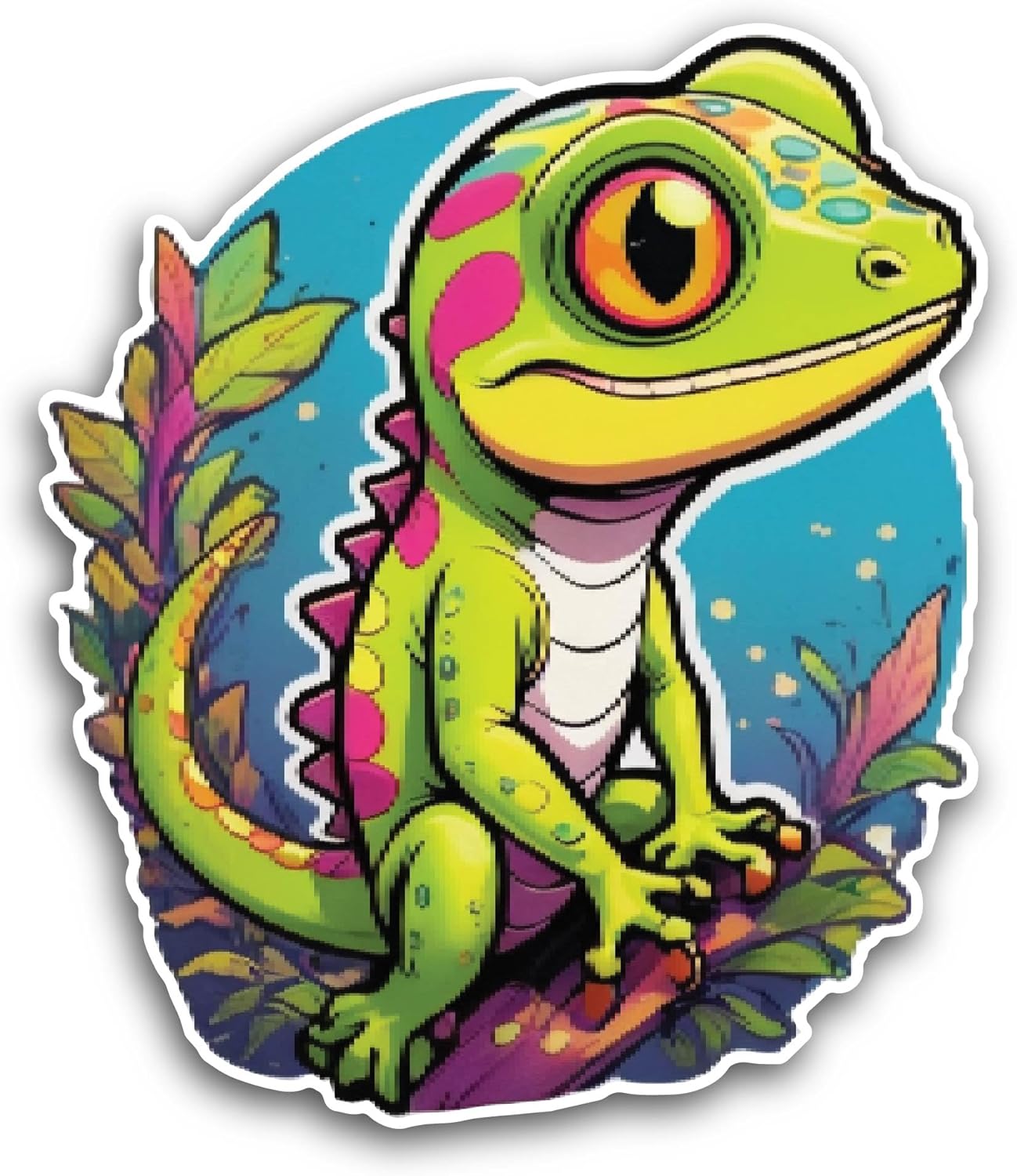 2 (Pieces) 3" and 5" Cute Gecko Sticker, Waterproof Vinyl Decals for Many Purpose Like Cars, Trucks, Laptops, Phones, Windows and More