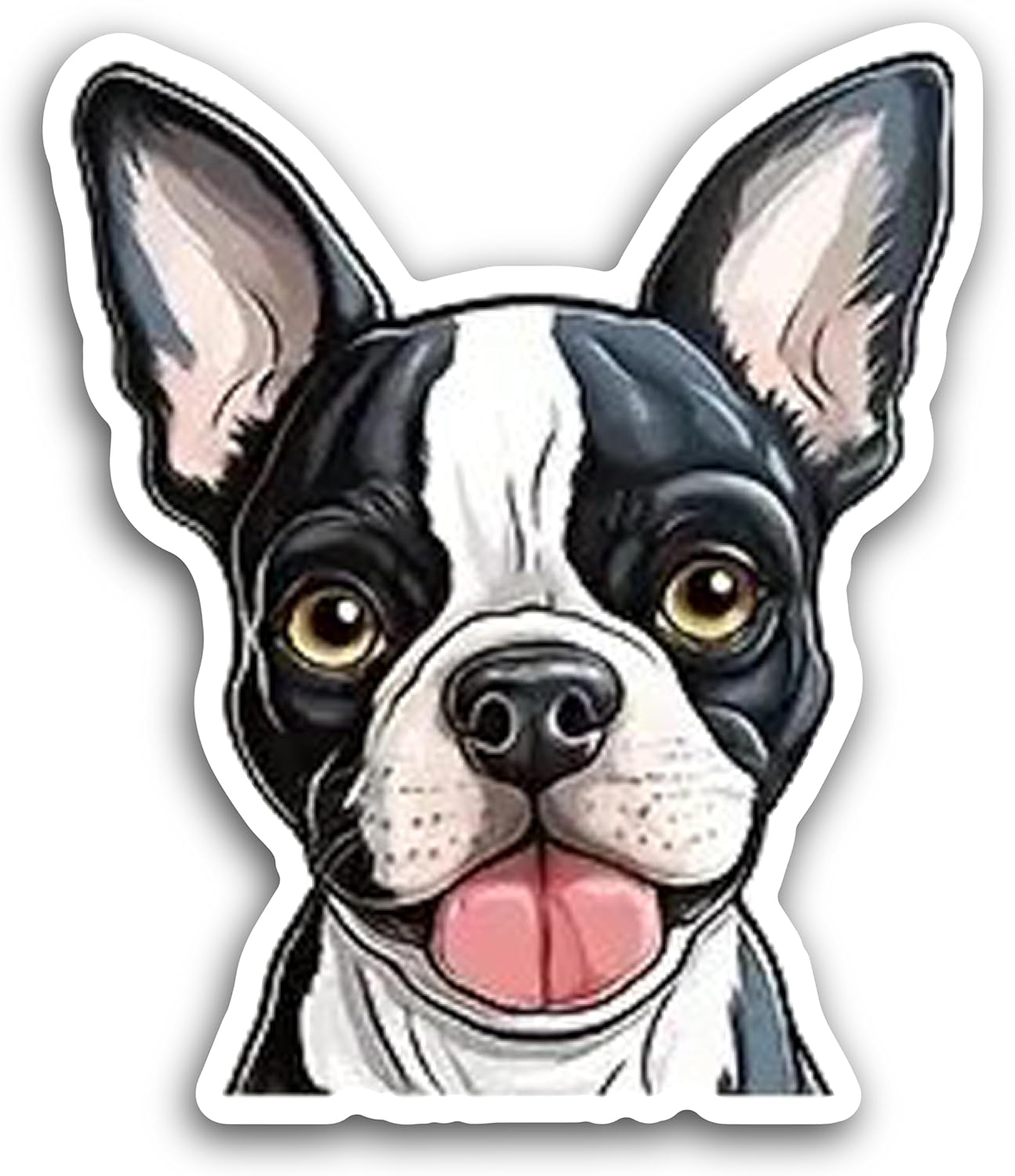 2 (Pieces) 3" and 5" Cartoon Black and White Dog Decal Sticker, Waterproof Vinyl Decals for Many Purpose Like Cars, Trucks, Laptops, Phones, Windows and More