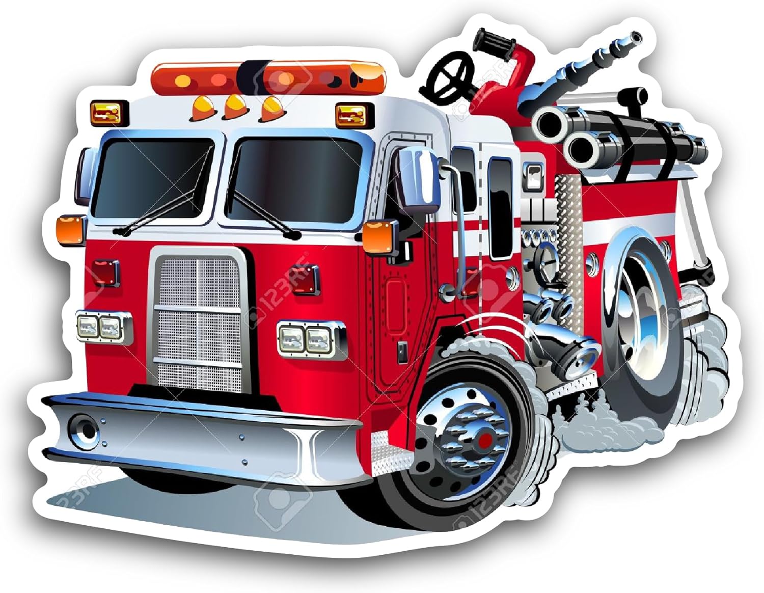 2 (Pieces) 3" and 5" Red Fire Truck Sticker, Waterproof Vinyl Decals for Many Purpose Like Cars, Trucks, Laptops, Phones, Windows and More