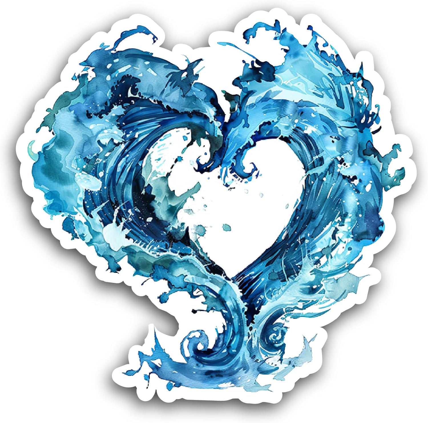 2 (Pieces) 3" and 5" Blue Heart Frame Sticker, Waterproof Vinyl Decals for Many Purpose Like Cars, Trucks, Laptops, Phones, Windows and More