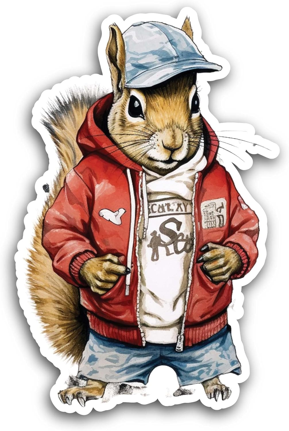2 (Pieces) 3" and 5" Cute Squirrel Sticker, Waterproof Vinyl Decals for Many Purpose Like Cars, Trucks, Laptops, Phones, Windows and More