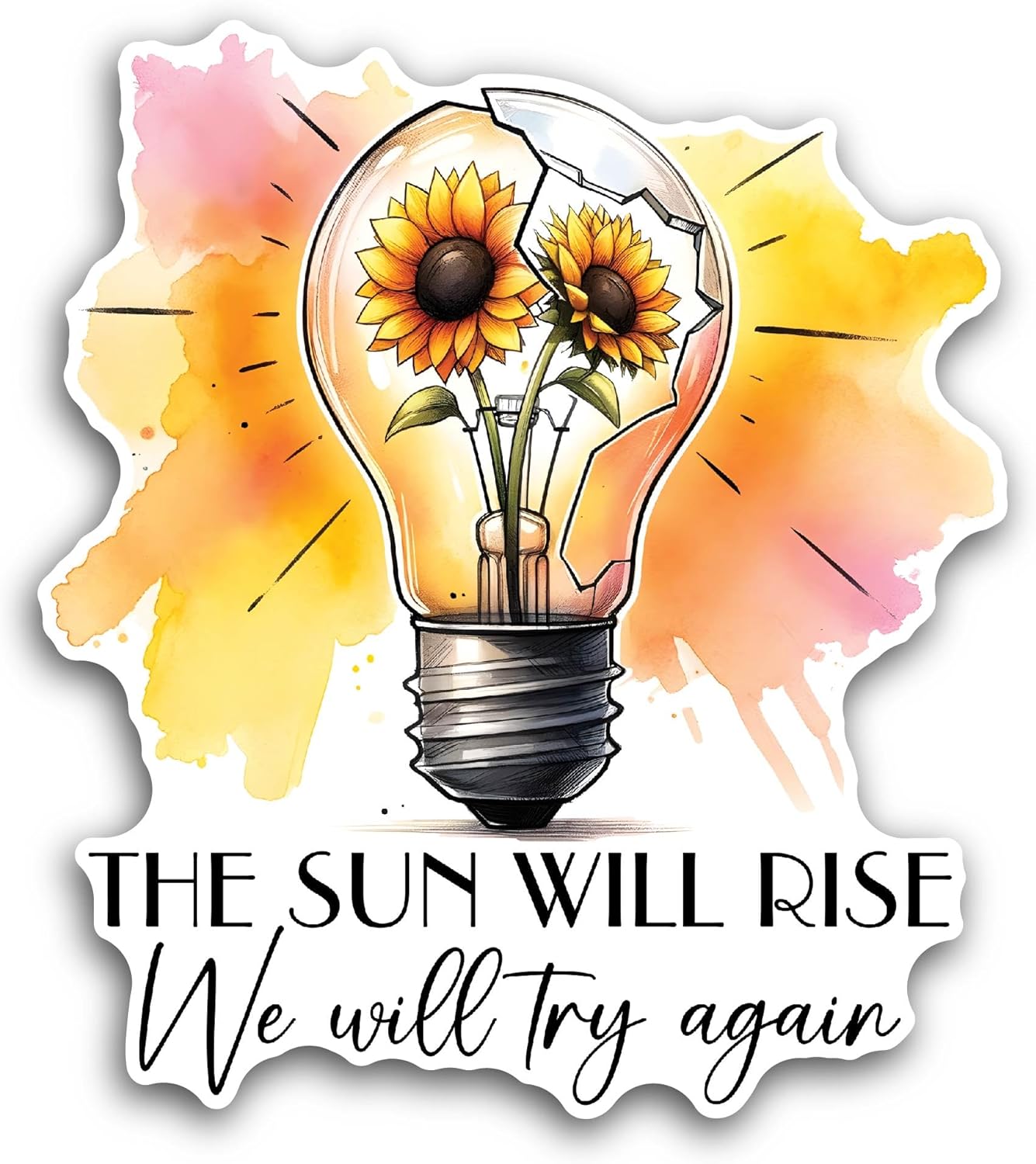 2 (Pieces) 3" and 5" The Sun Will Rise Sticker, Waterproof Vinyl Decals for Many Purpose Like Cars, Trucks, Laptops, Phones, Windows and More