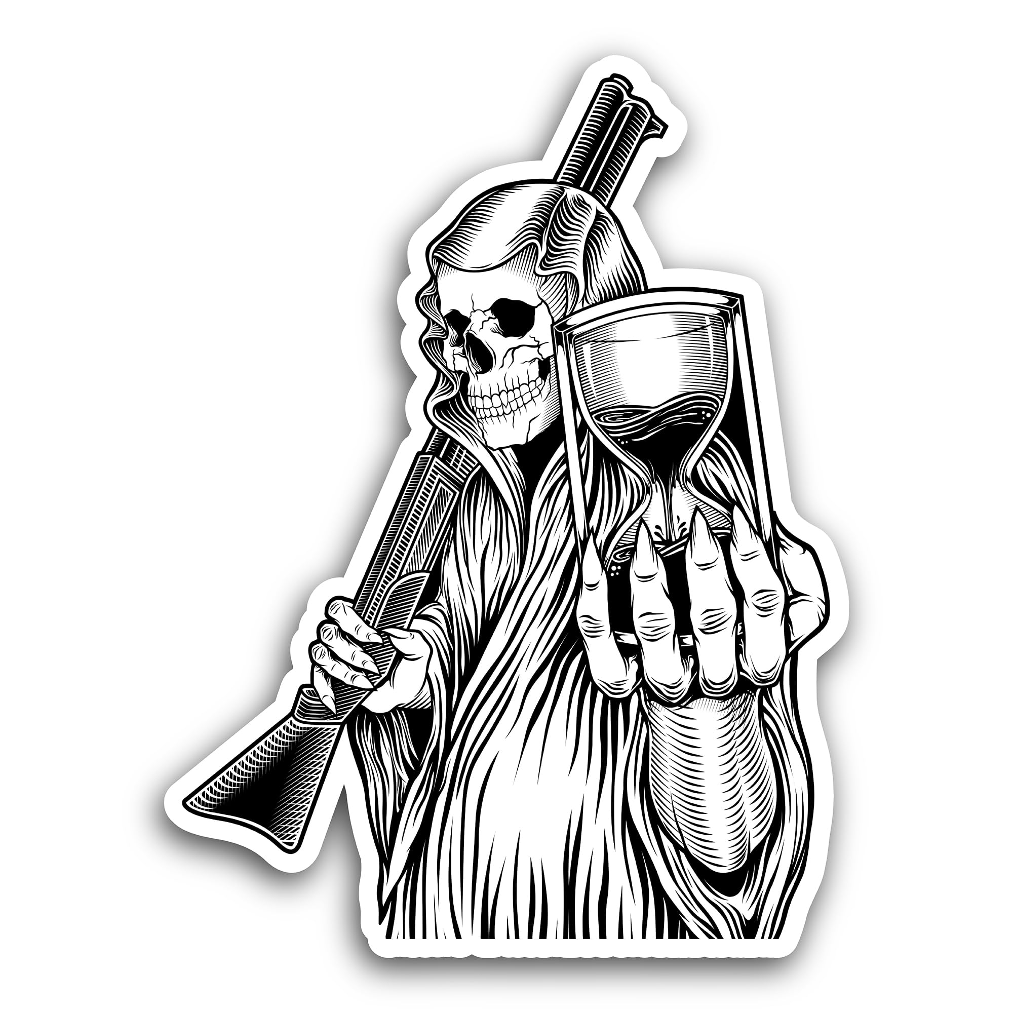2 (Pieces) 3"" and 5"" Skull with Gun Decal Sticker Waterproof Vinyl Decals for Many Purpose Like Ca