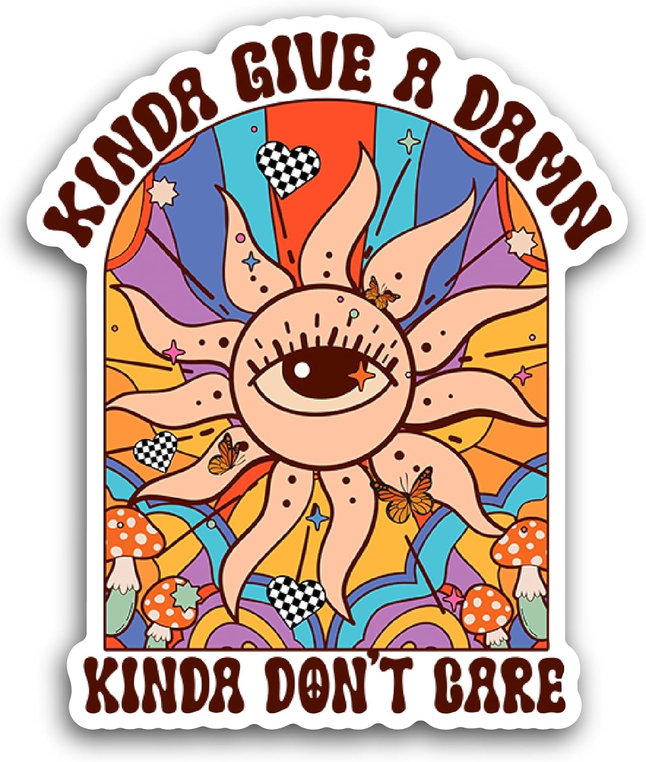 2 (Pieces) 3" and 5" Kinda Give A Damn Sticker, Waterproof Vinyl Decals for Many Purpose Like Cars, Trucks, Laptops, Phones, Windows and More
