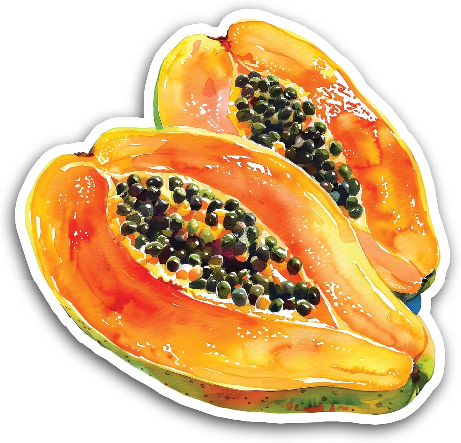 2 (Pieces) 3" and 5" Papaya Sticker, Waterproof Vinyl Decals for Many Purpose Like Cars, Trucks, Laptops, Phones, Windows and More