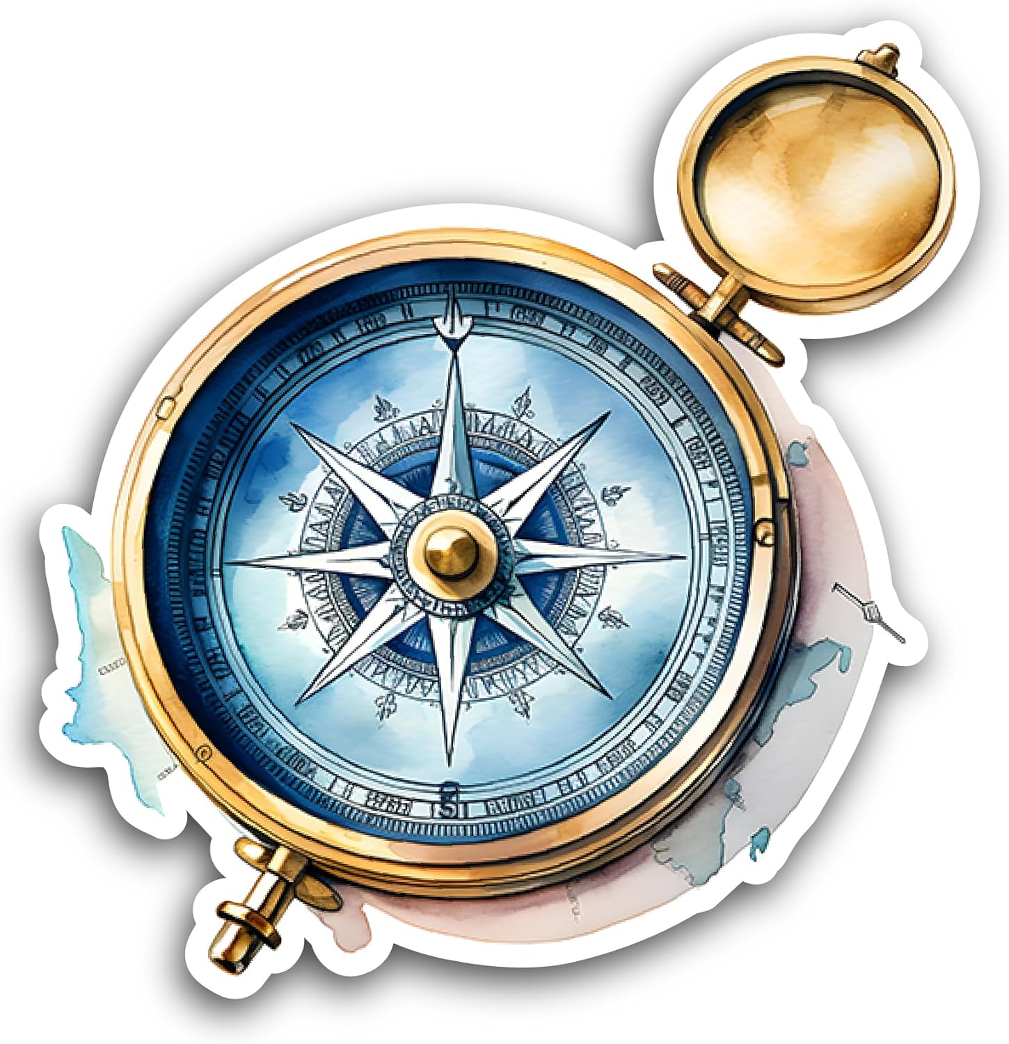 2 (Pieces) 3" and 5" Compass Art Sticker, Waterproof Vinyl Decals for Many Purpose Like Cars, Trucks, Laptops, Phones, Windows and More