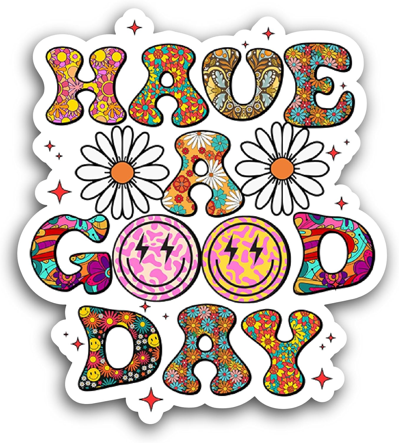 2 (Pieces) 3" and 5" Have A Good Day Sticker, Waterproof Vinyl Decals for Many Purpose Like Cars, Trucks, Laptops, Phones, Windows and More