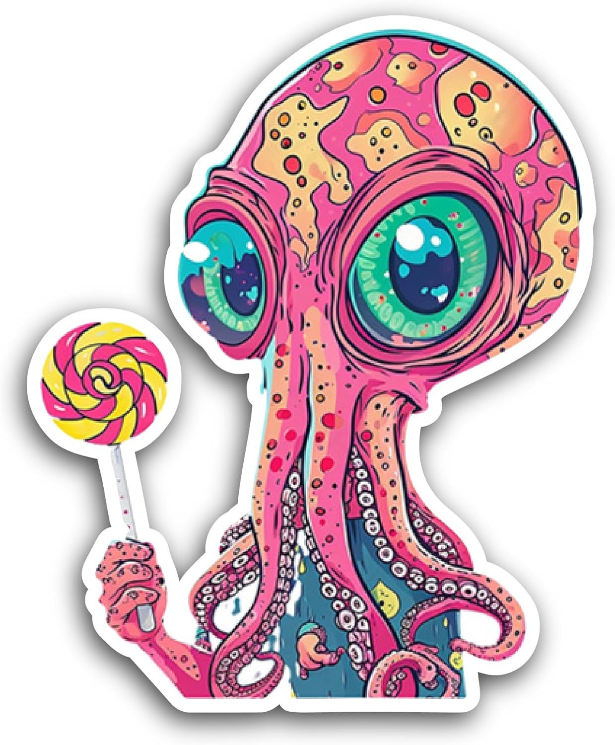 2 (Pieces) 3" and 5" Octopus Head Sticker, Waterproof Vinyl Decals for Many Purpose Like Cars, Trucks, Laptops, Phones, Windows and More