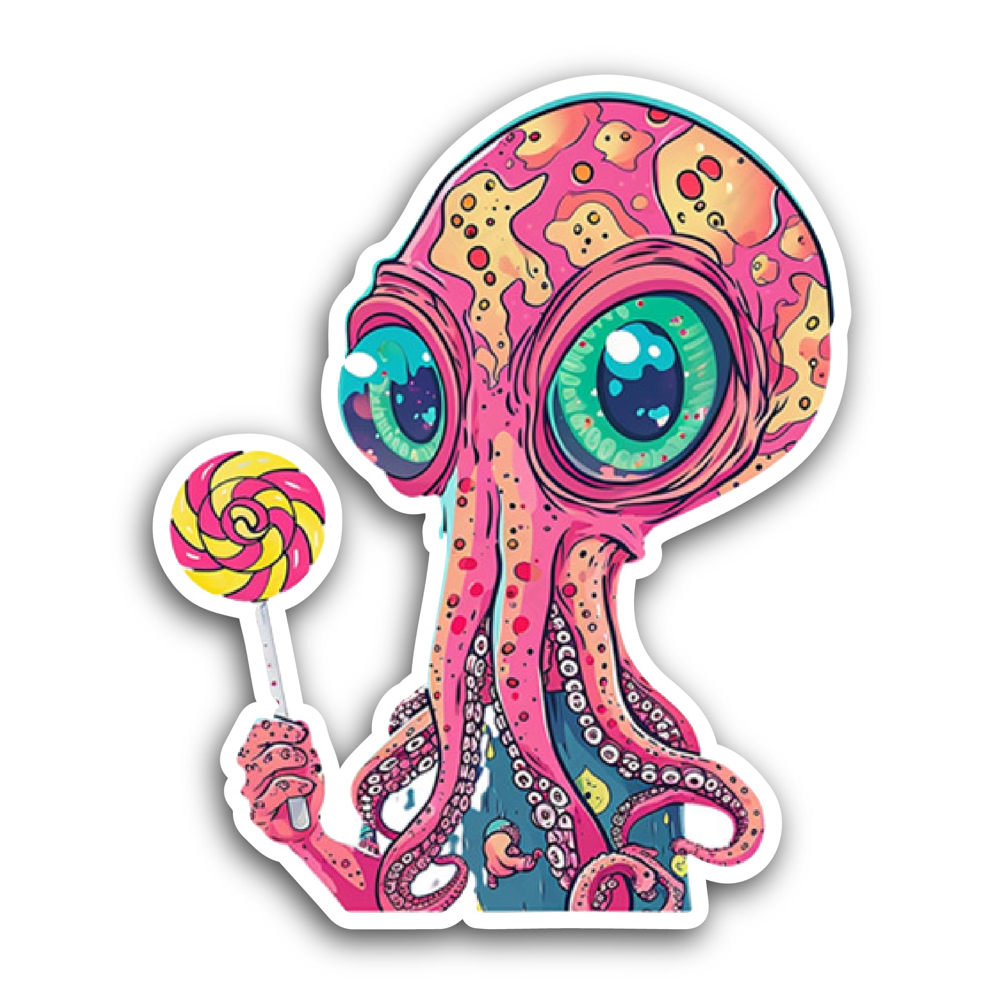 2 (Pieces) 3" and 5" Monster with Blue Skin Sticker, Waterproof Vinyl Decals for Many Purpose Like C