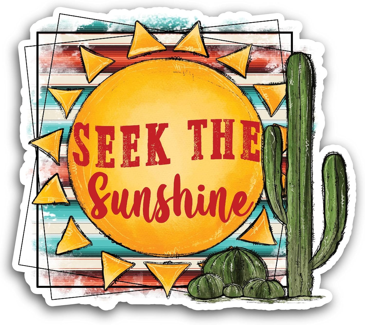 2 (Pieces) 3" and 5" Seek The Sunshine Sticker, Waterproof Vinyl Decals for Many Purpose Like Cars, Trucks, Laptops, Phones, Windows and More