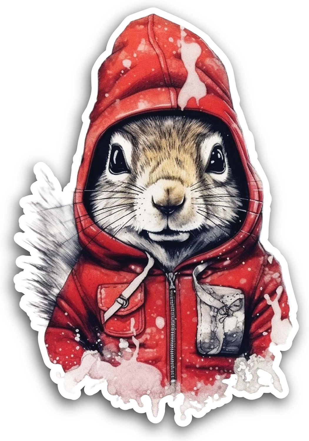 2 (Pieces) 3" and 5" Squirrel with Hoodi Sticker, Waterproof Vinyl Decals for Many Purpose Like Cars, Trucks, Laptops, Phones, Windows and More