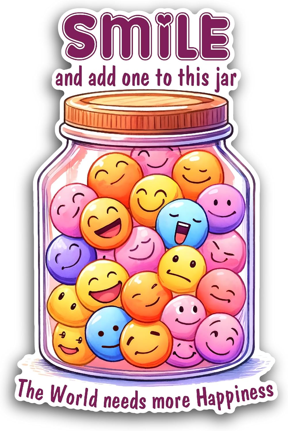 2 (Pieces) 3" and 5" Smile Sticker, Waterproof Vinyl Decals for Many Purpose Like Cars, Trucks, Laptops, Phones, Windows and More