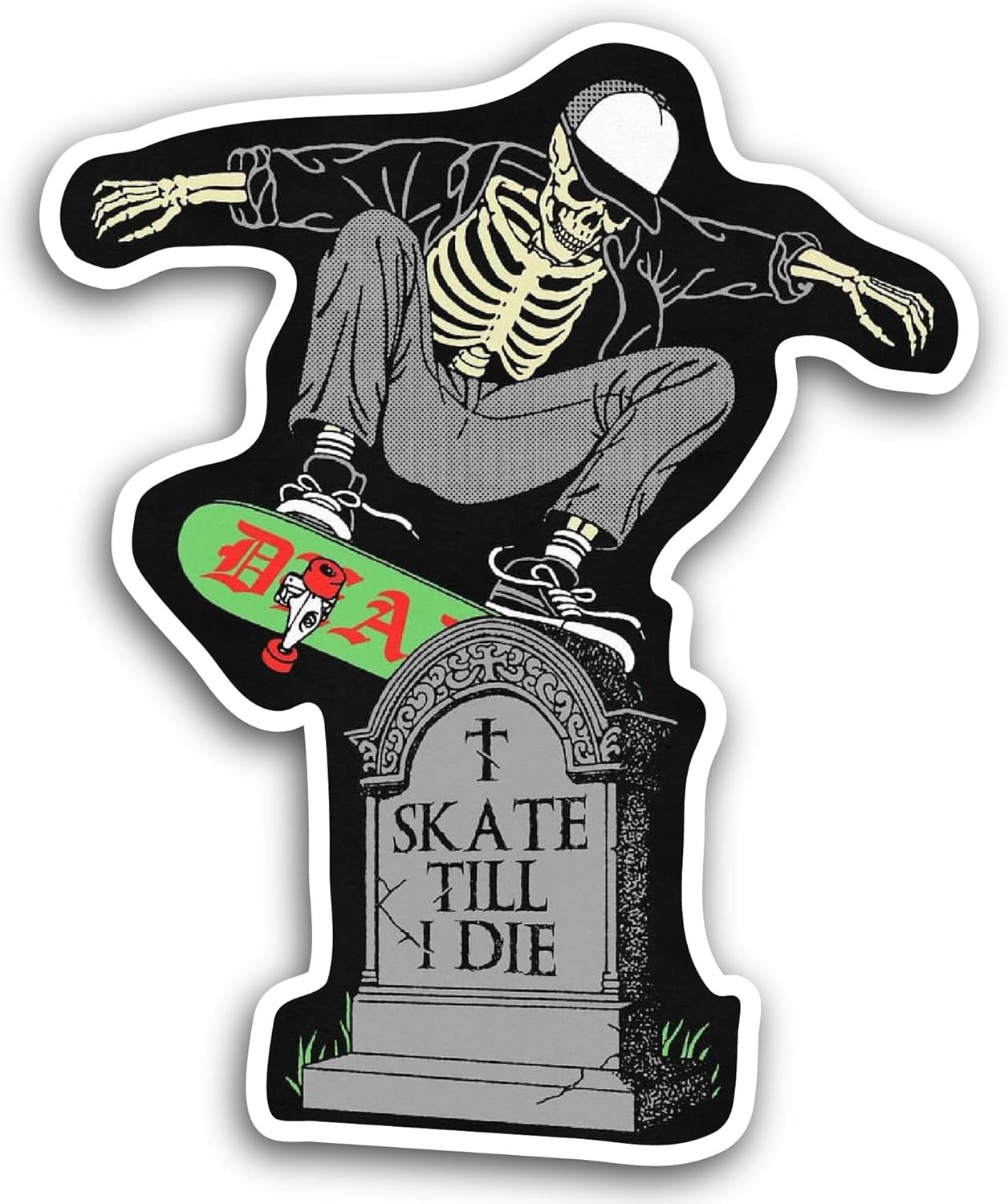 2 (Pieces) 3" and 5" Skate Till I Die Sticker, Waterproof Vinyl Decals for Many Purpose Like Cars, Trucks, Laptops, Phones, Windows and More