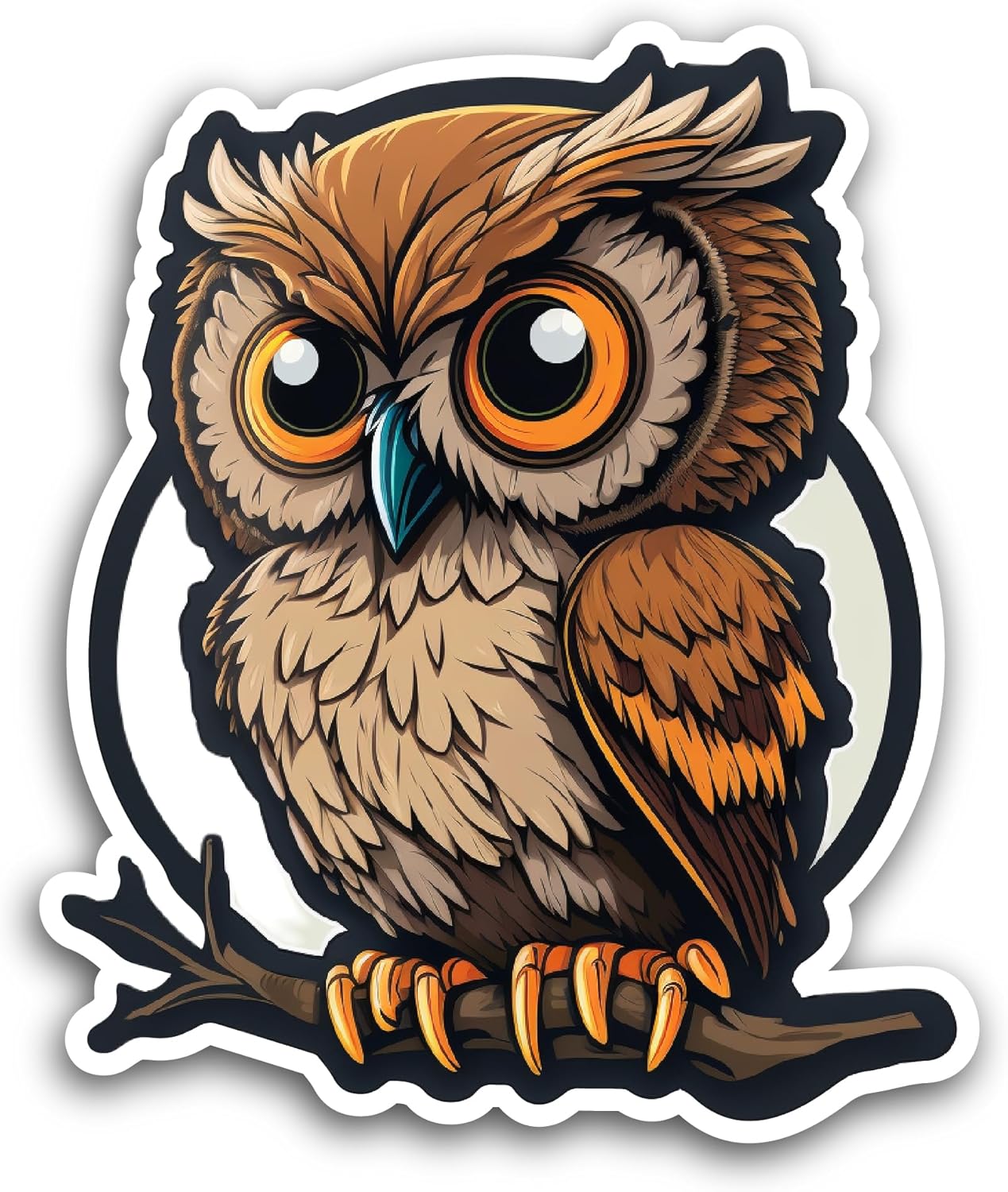 2 (Pieces) 3" and 5" Cute Owl Sticker, Waterproof Vinyl Decals for Many Purpose Like Cars, Trucks, Laptops, Phones, Windows and More