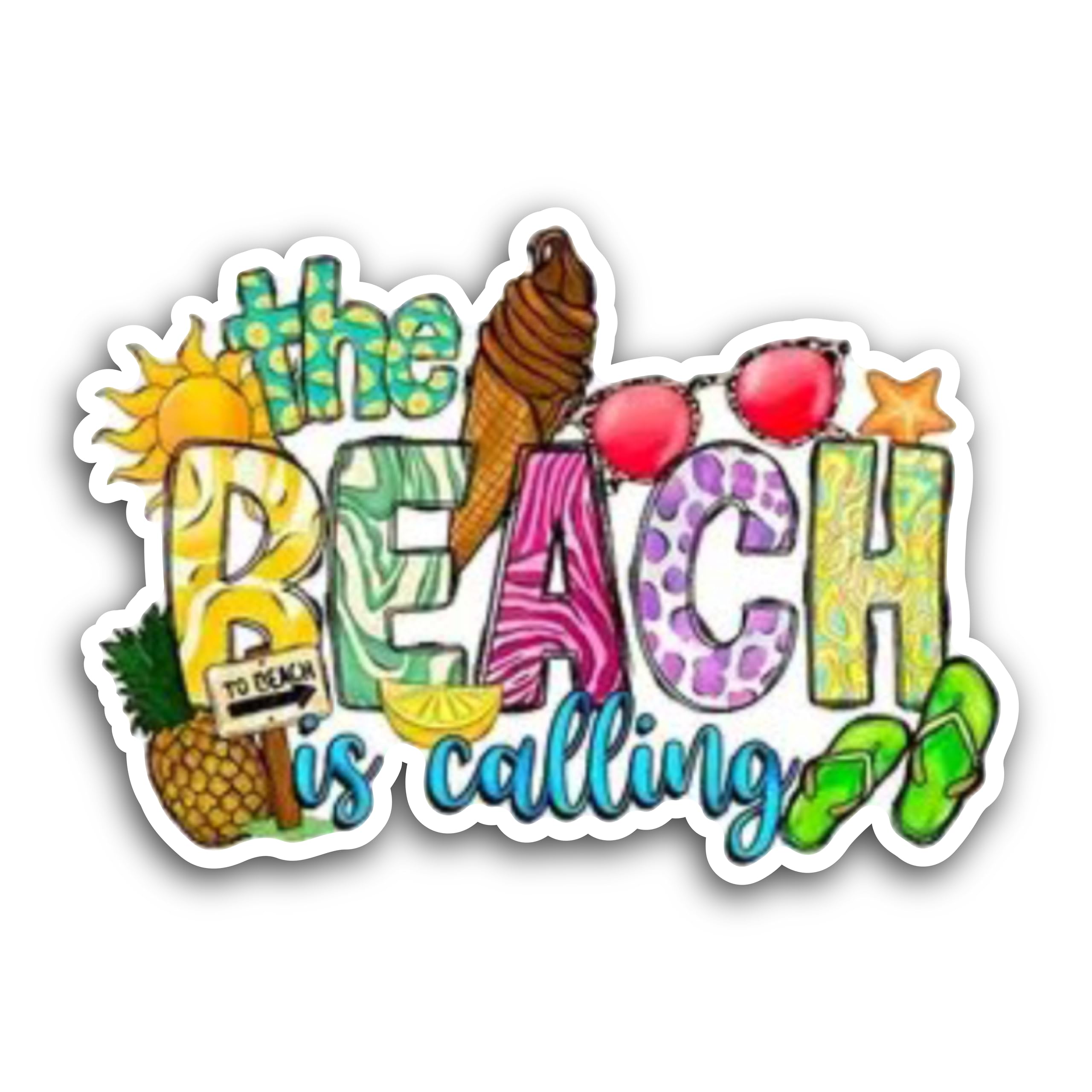 2 (Pieces) 3" and 5" Beach is Calling Decal Sticker, Waterproof Vinyl Decals for Many Purpose Like C
