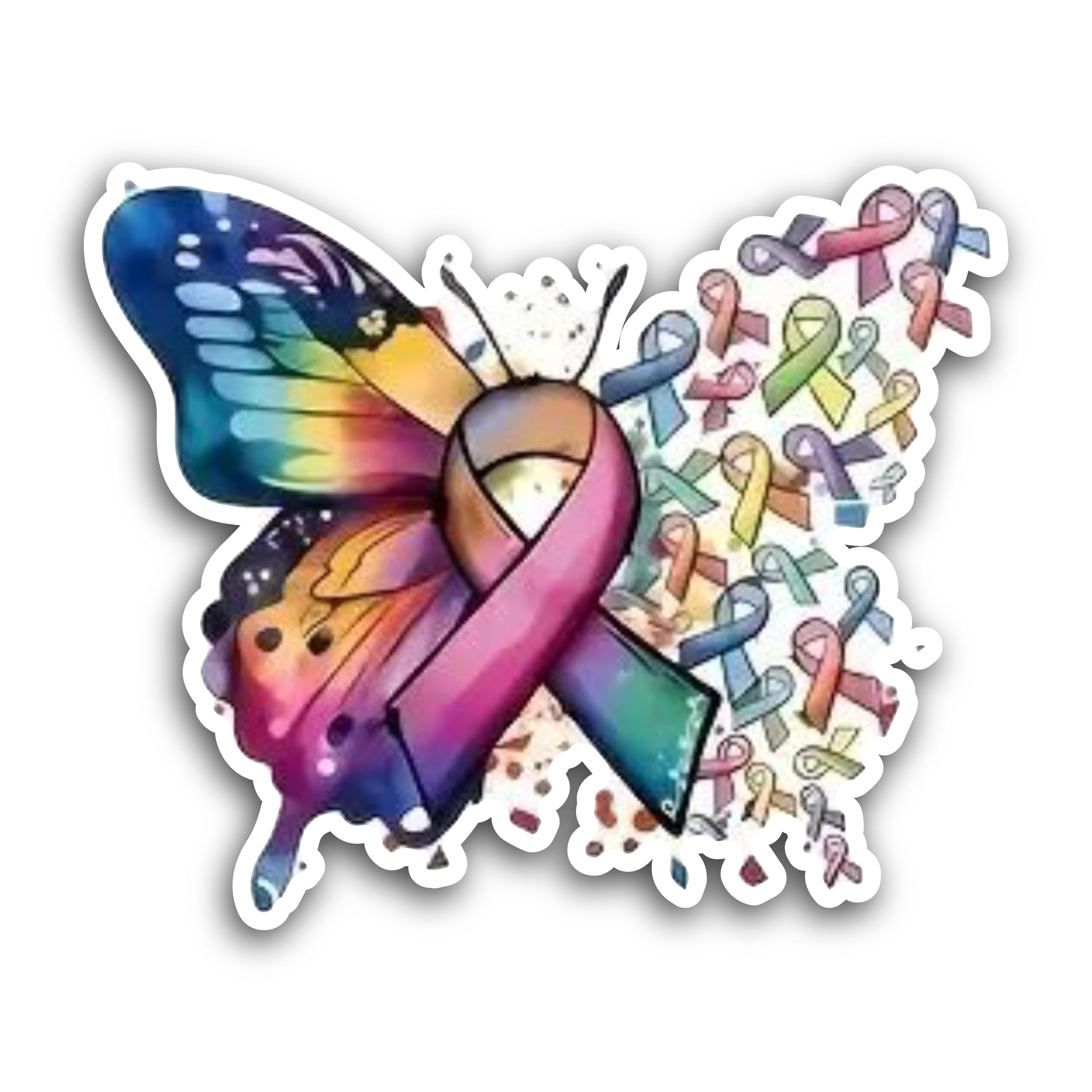 2 (Pieces) 3" and 5" Butterfly with Colorful Bows Decal Sticker, Waterproof Vinyl Decals for Many Pu