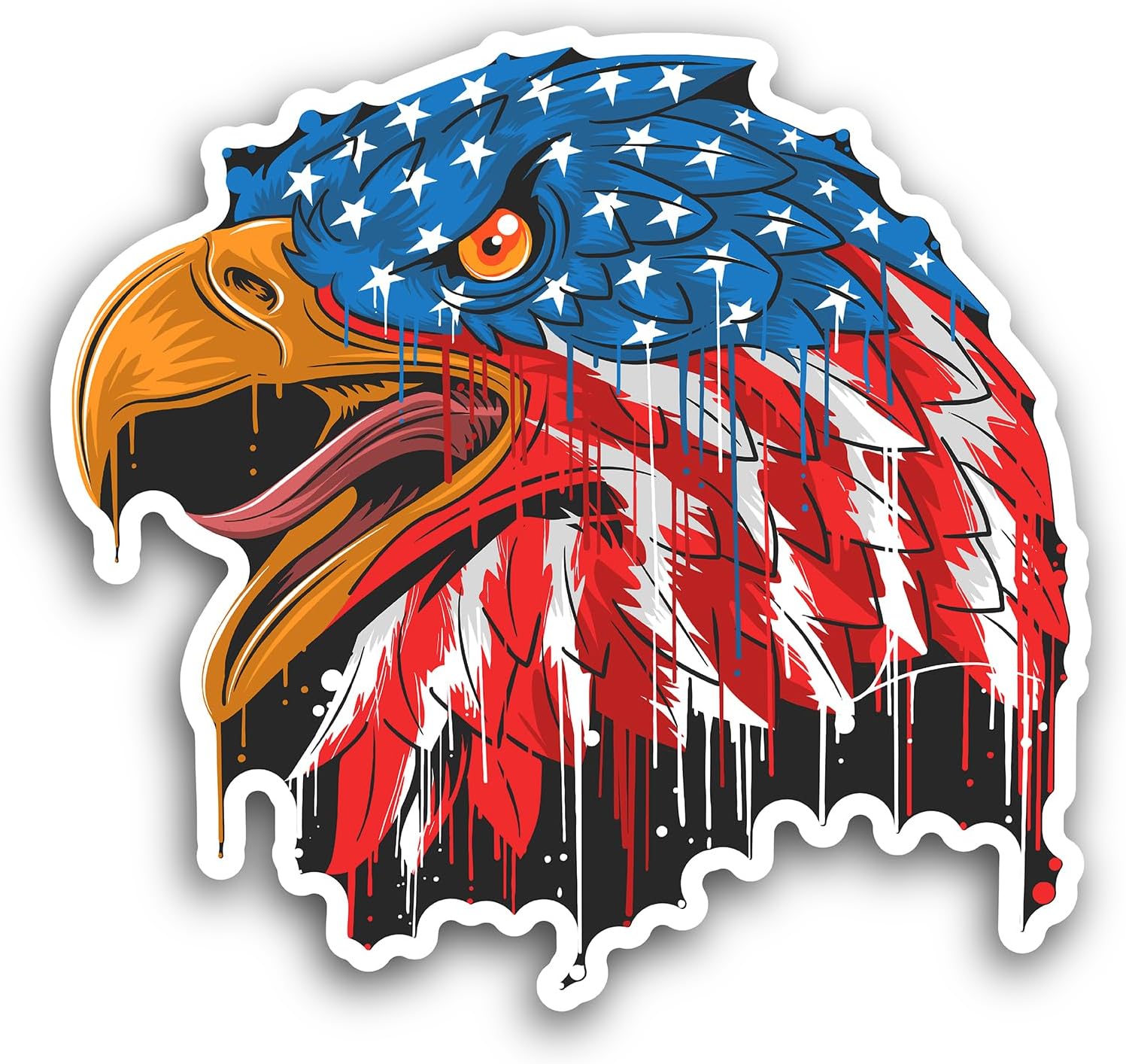 2 (Pieces) 3" and 5" Eagle Head America Flag Sticker, Waterproof Vinyl Decals for Many Purpose Like Cars, Trucks, Laptops, Phones, Windows and More