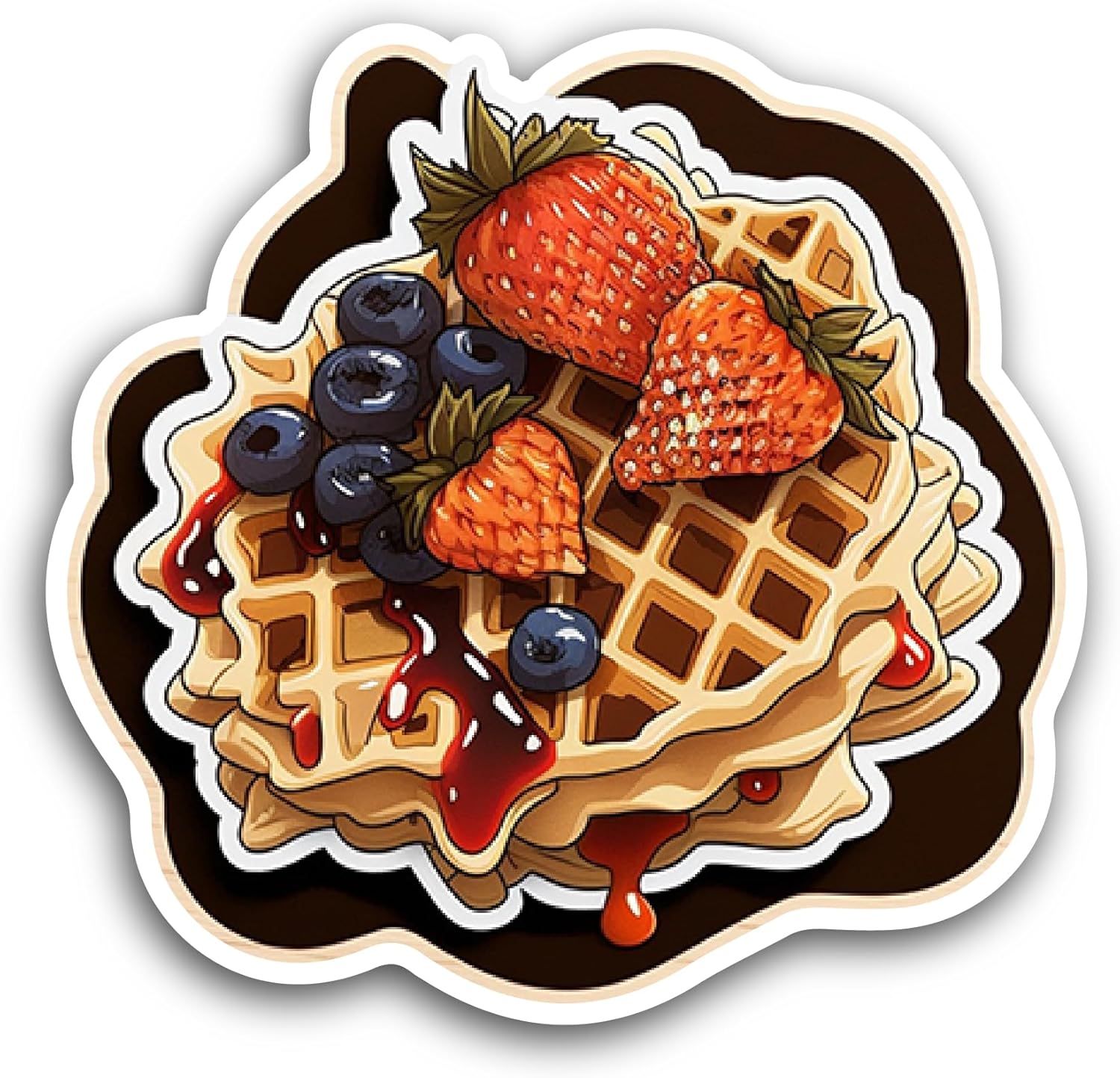 2 (Pieces) 3" and 5" Waffles Sticker, Waterproof Vinyl Decals for Many Purpose Like Cars, Trucks, Laptops, Phones, Windows and More