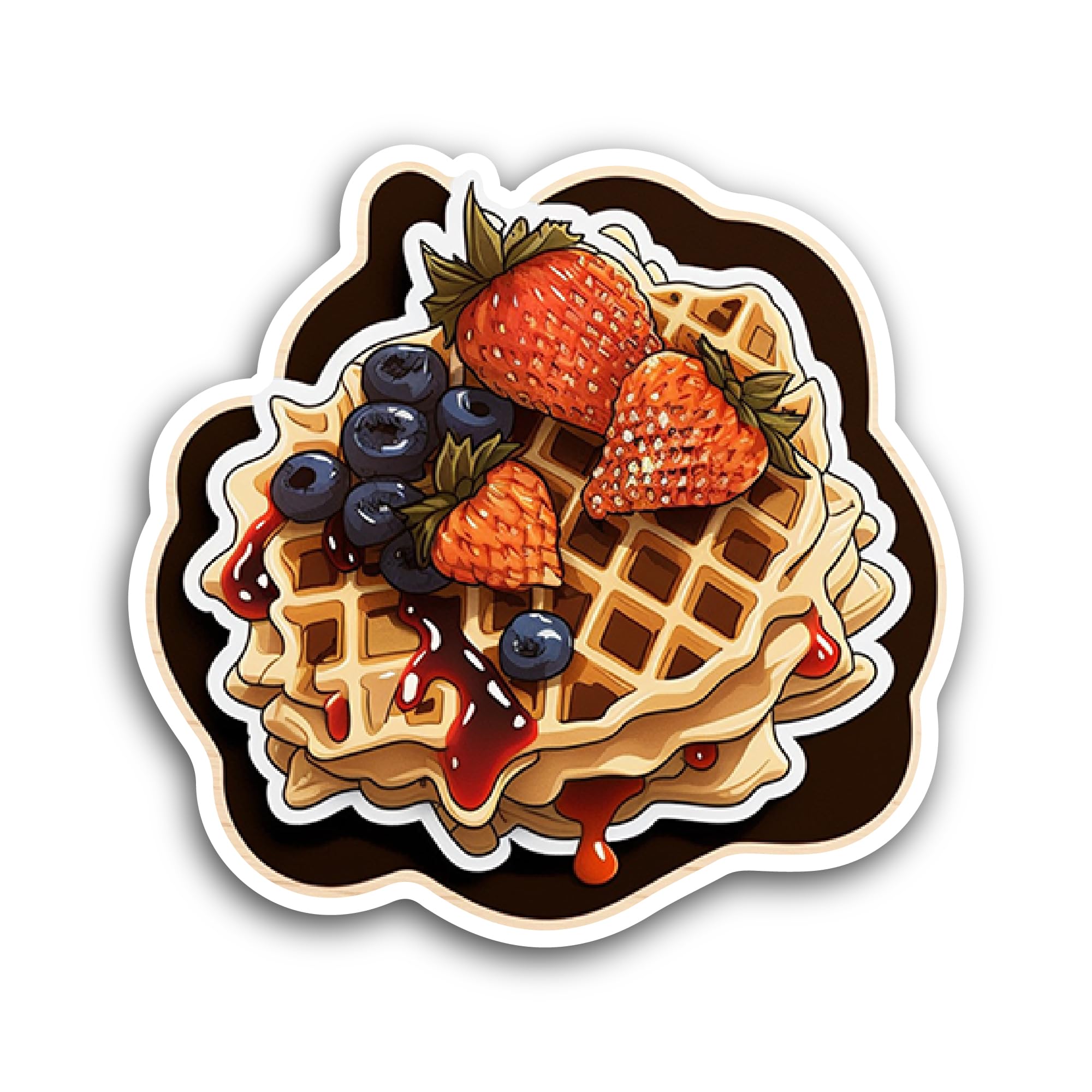 2 (Pieces) 3" and 5" Waffles Sticker, Waterproof Vinyl Decals for Many Purpose Like Cars, Trucks, La