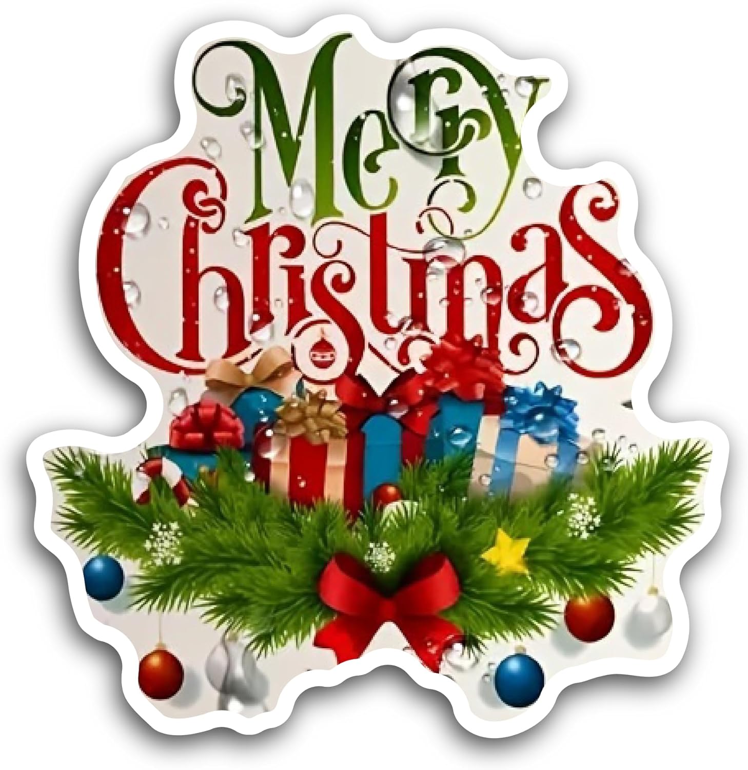 2 (Pieces) 3" and 5" Christmas Wishes Sticker, Waterproof Vinyl Decals for Many Purpose Like Cars, Trucks, Laptops, Phones, Windows and More