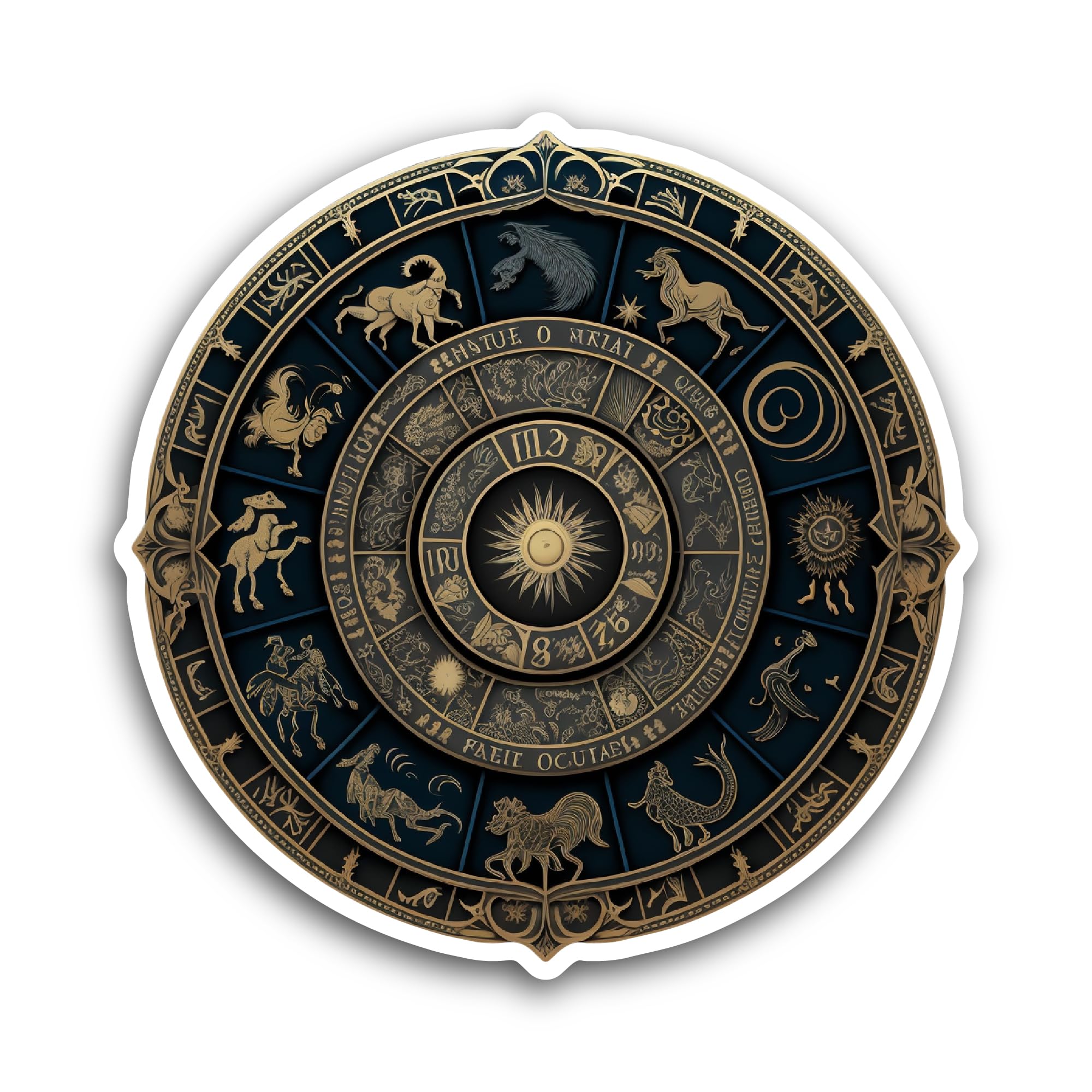 2 (Pieces) 3" and 5" Zodiac Wheel Sticker, Waterproof Vinyl Decals for Many Purpose Like Cars, Truck