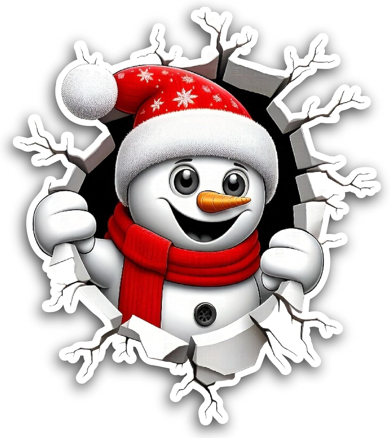 2 (Pieces) 3" and 5" Cartoon Happy Snowman Sticker, Waterproof Vinyl Decals for Many Purpose Like Cars, Trucks, Laptops, Phones, Windows and More