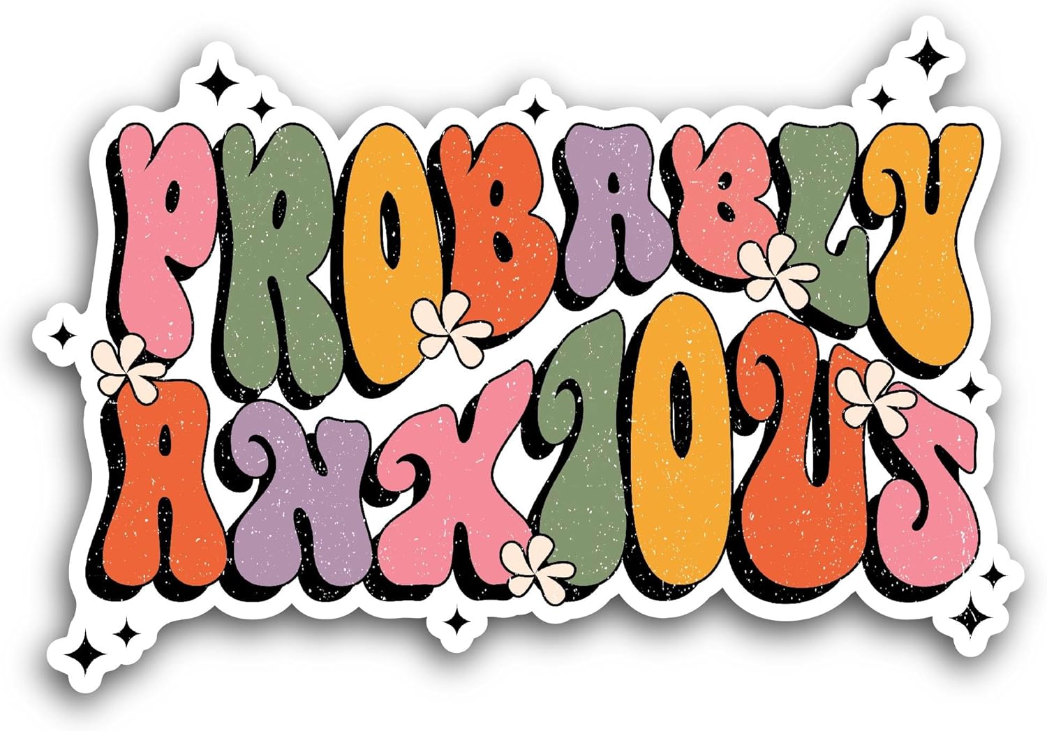 2 (Pieces) 3" and 5" Probably Anxious Sticker, Waterproof Vinyl Decals for Many Purpose Like Cars, Trucks, Laptops, Phones, Windows and More