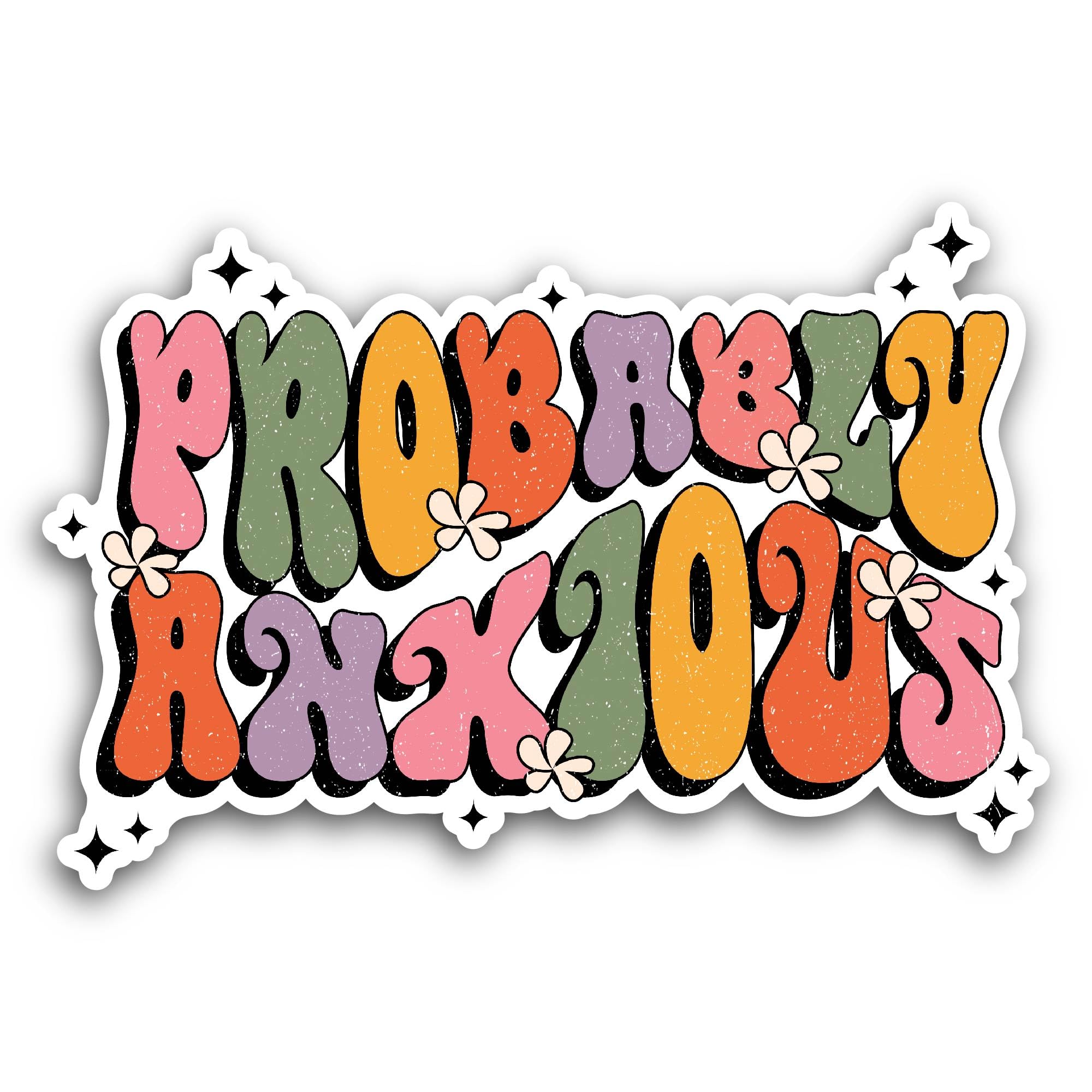 2 (Pieces) 3" and 5" Probably Anxious Sticker, Waterproof Vinyl Decals for Many Purpose Like Cars, T
