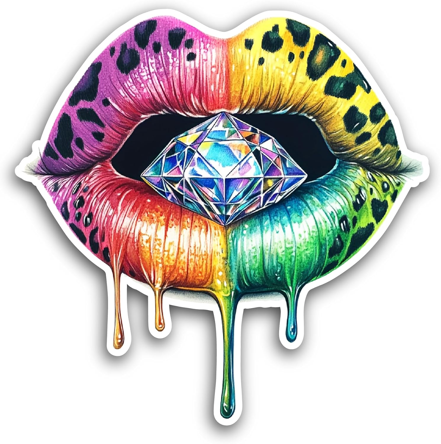 2 (Pieces) 3" and 5" Rainbow Lips Sticker, Waterproof Vinyl Decals for Many Purpose Like Cars, Trucks, Laptops, Phones, Windows and More
