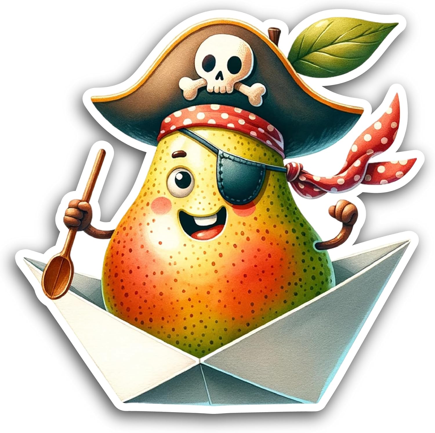 2 (Pieces) 3" and 5" Cartoon Pear Sticker, Waterproof Vinyl Decals for Many Purpose Like Cars, Trucks, Laptops, Phones, Windows and More