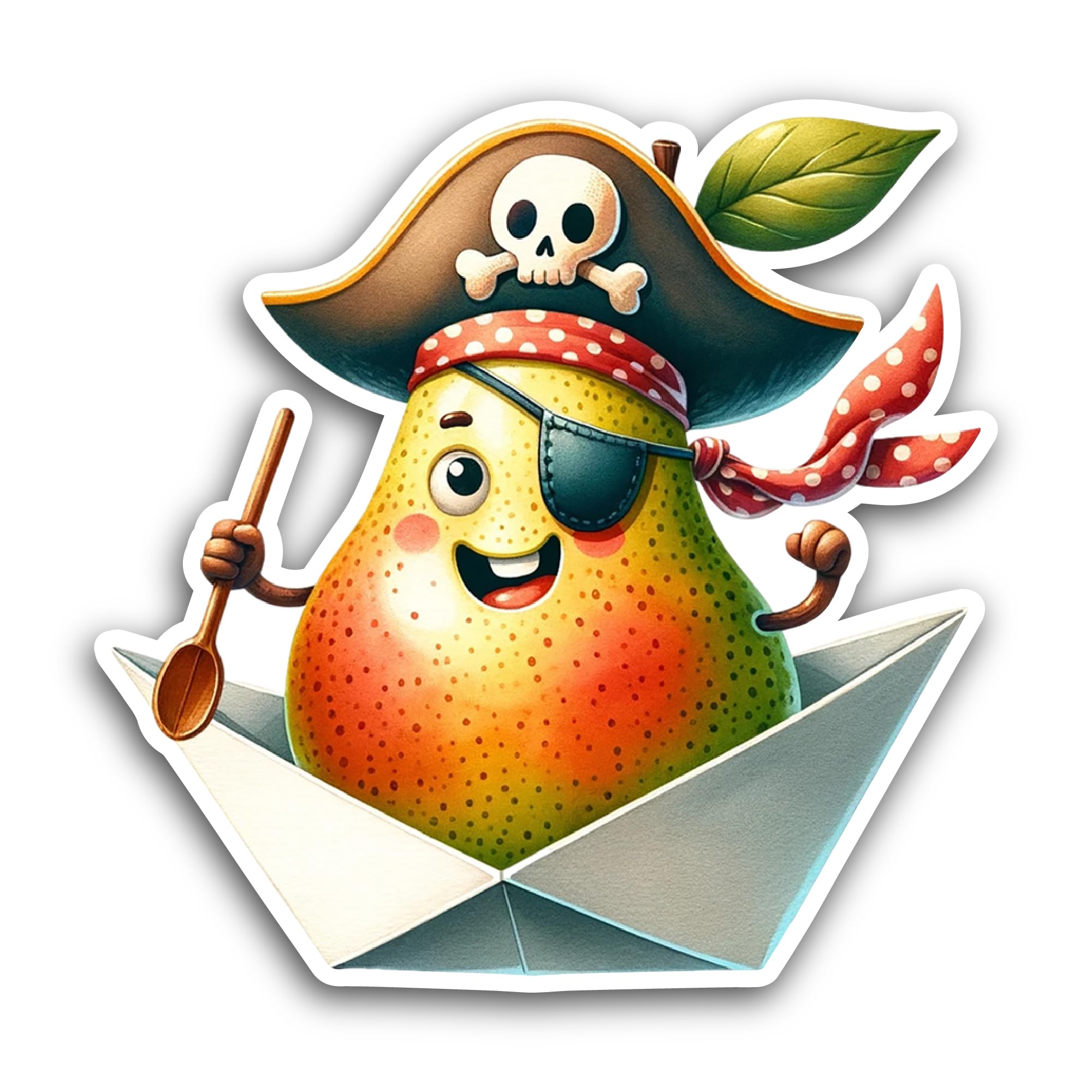 2 (Pieces) 3" and 5" Cartoon Pear Sticker, Waterproof Vinyl Decals for Many Purpose Like Cars, Truck