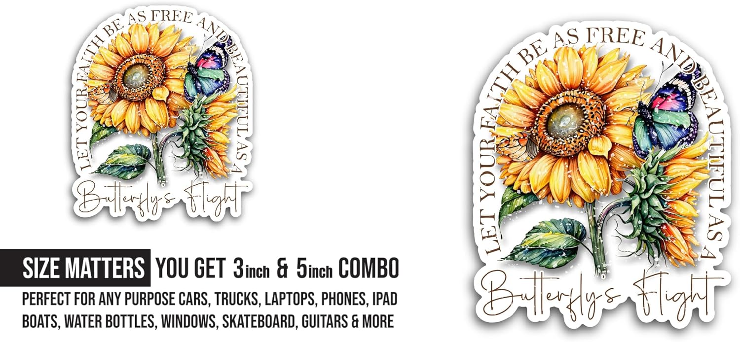 2 (Pieces) 3" and 5" Let Your Faith Be As Free Sticker, Waterproof Vinyl Decals for Many Purpose Like Cars, Trucks, Laptops, Phones, Windows and More