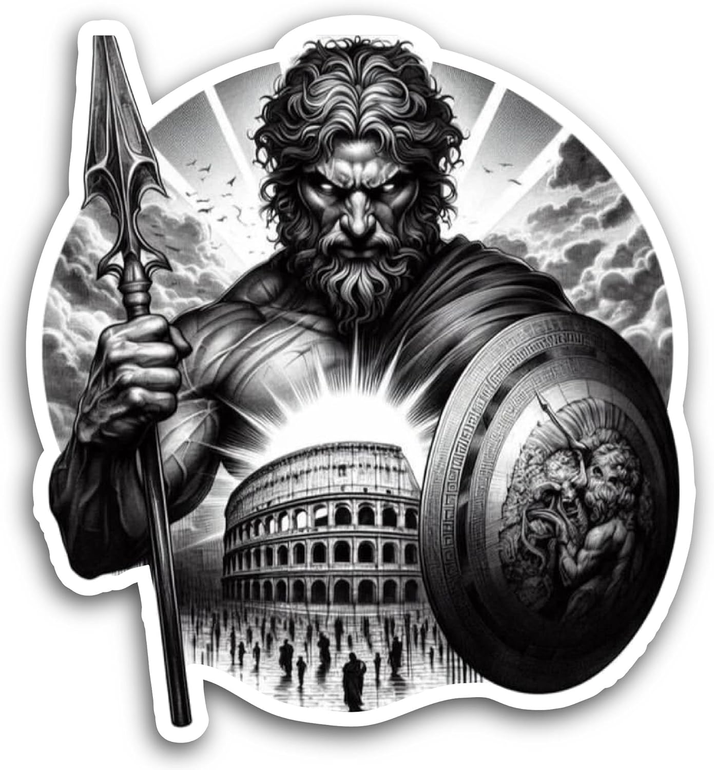 2 (Pieces) 3" and 5" Warrior in Armor Sticker, Waterproof Vinyl Decals for Many Purpose Like Cars, Trucks, Laptops, Phones, Windows and More