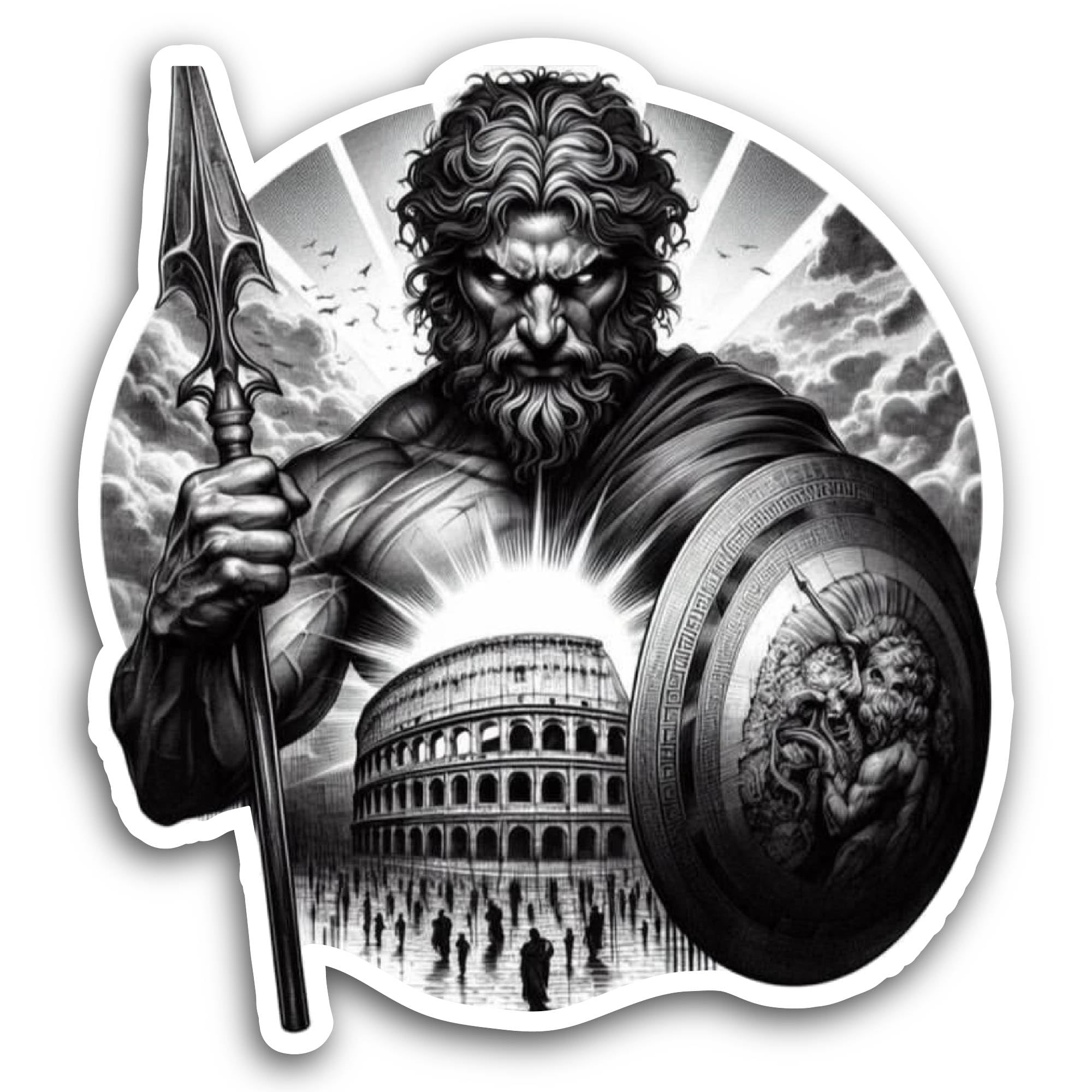 2 (Pieces) 3" and 5" Warrior in Armor Sticker, Waterproof Vinyl Decals for Many Purpose Like Cars, T