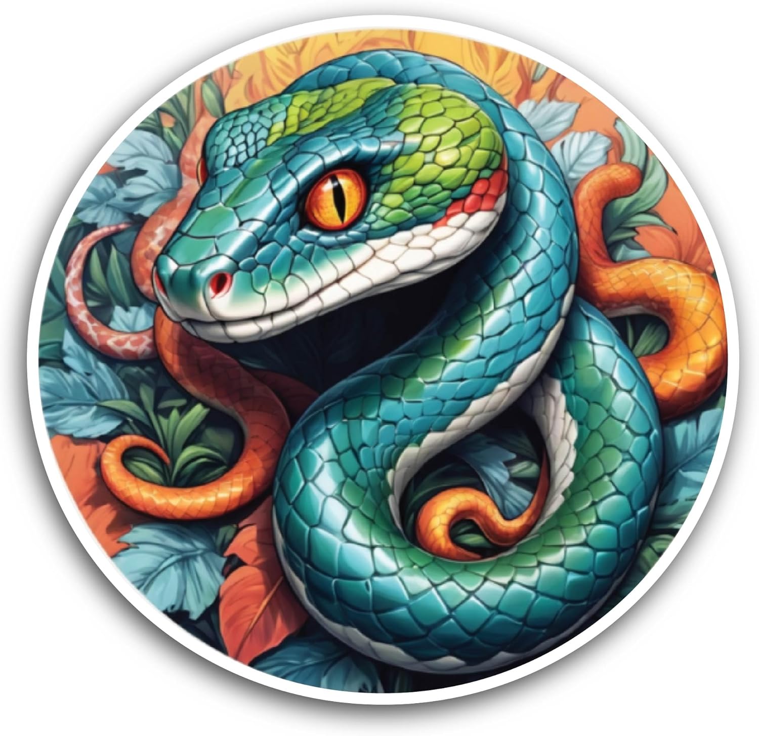 2 (Pieces) 3" and 5" Green Cartoon Snake Sticker, Waterproof Vinyl Decals for Many Purpose Like Cars, Trucks, Laptops, Phones, Windows and More