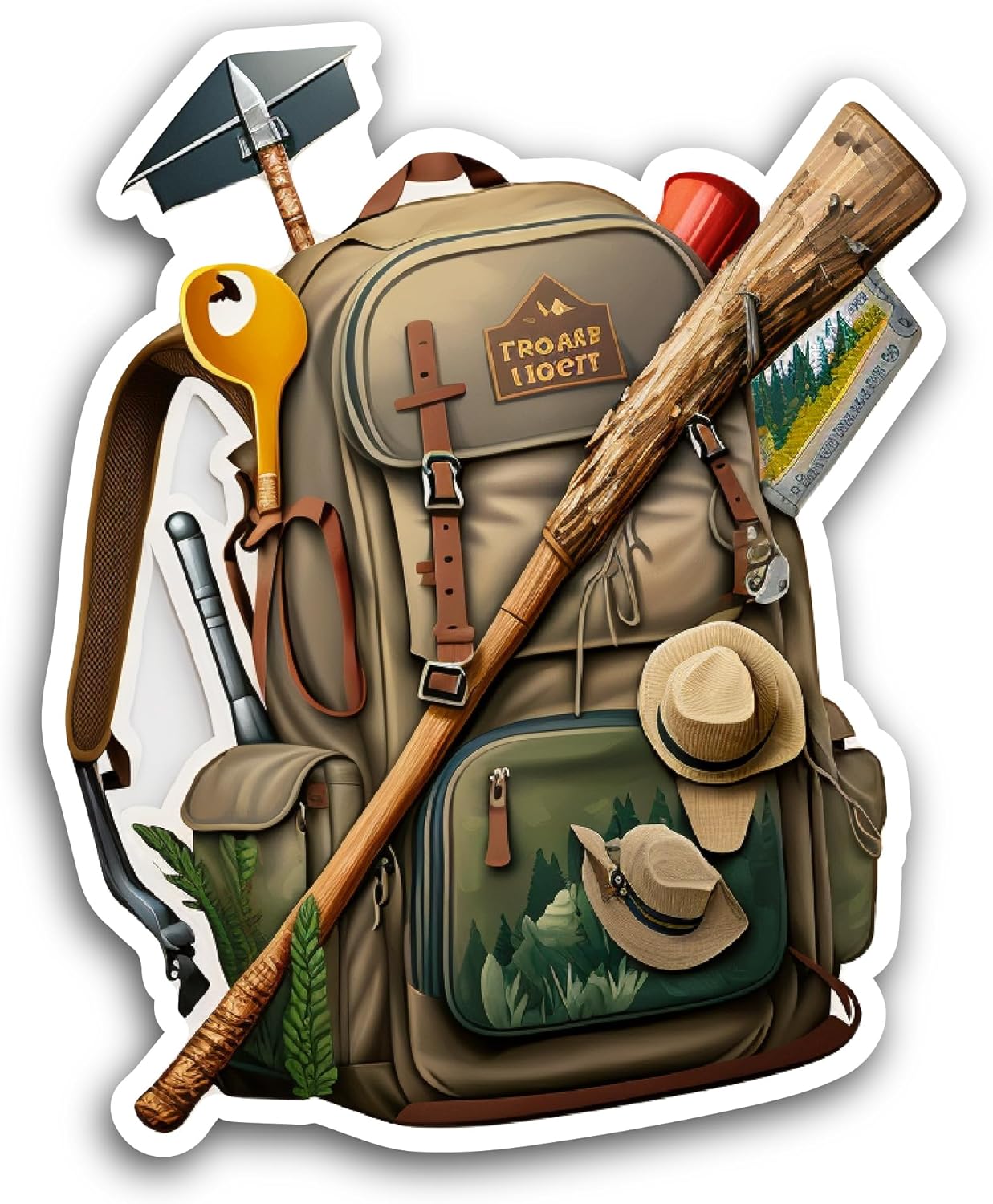 2 (Pieces) 3" and 5" Backpack for Hiking Sticker, Waterproof Vinyl Decals for Many Purpose Like Cars, Trucks, Laptops, Phones, Windows and More