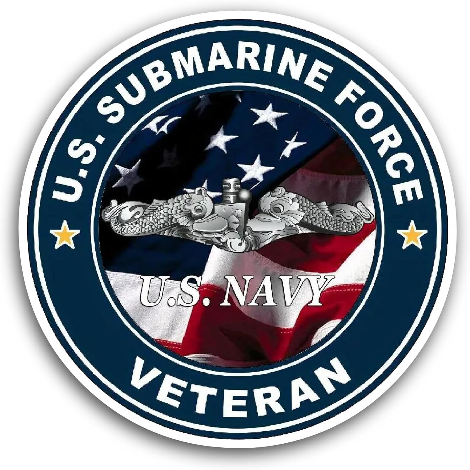 2 (Pieces) 3" and 5" U.S Submarine Force Sticker, Waterproof Vinyl Decals for Many Purpose Like Cars, Trucks, Laptops, Phones, Windows and More