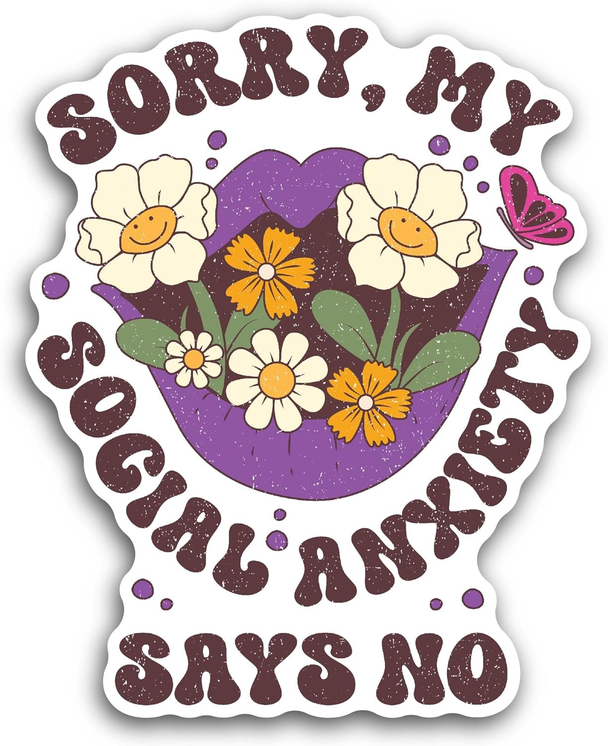 2 (Pieces) 3" and 5" Social Anxiety Sticker, Waterproof Vinyl Decals for Many Purpose Like Cars, Trucks, Laptops, Phones, Windows and More