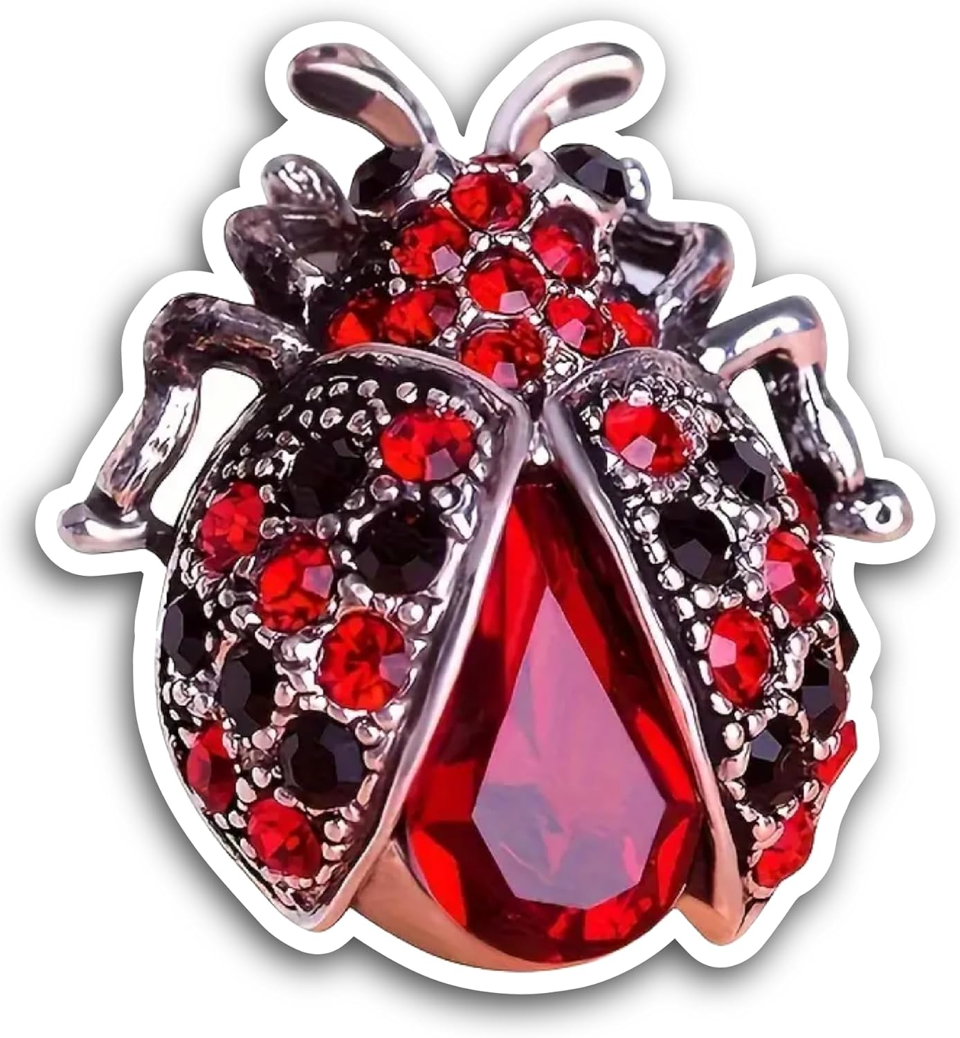 2 (Pieces) 3" and 5" Crystal Ladybird Sticker, Waterproof Vinyl Decals for Many Purpose Like Cars, Trucks, Laptops, Phones, Windows and More