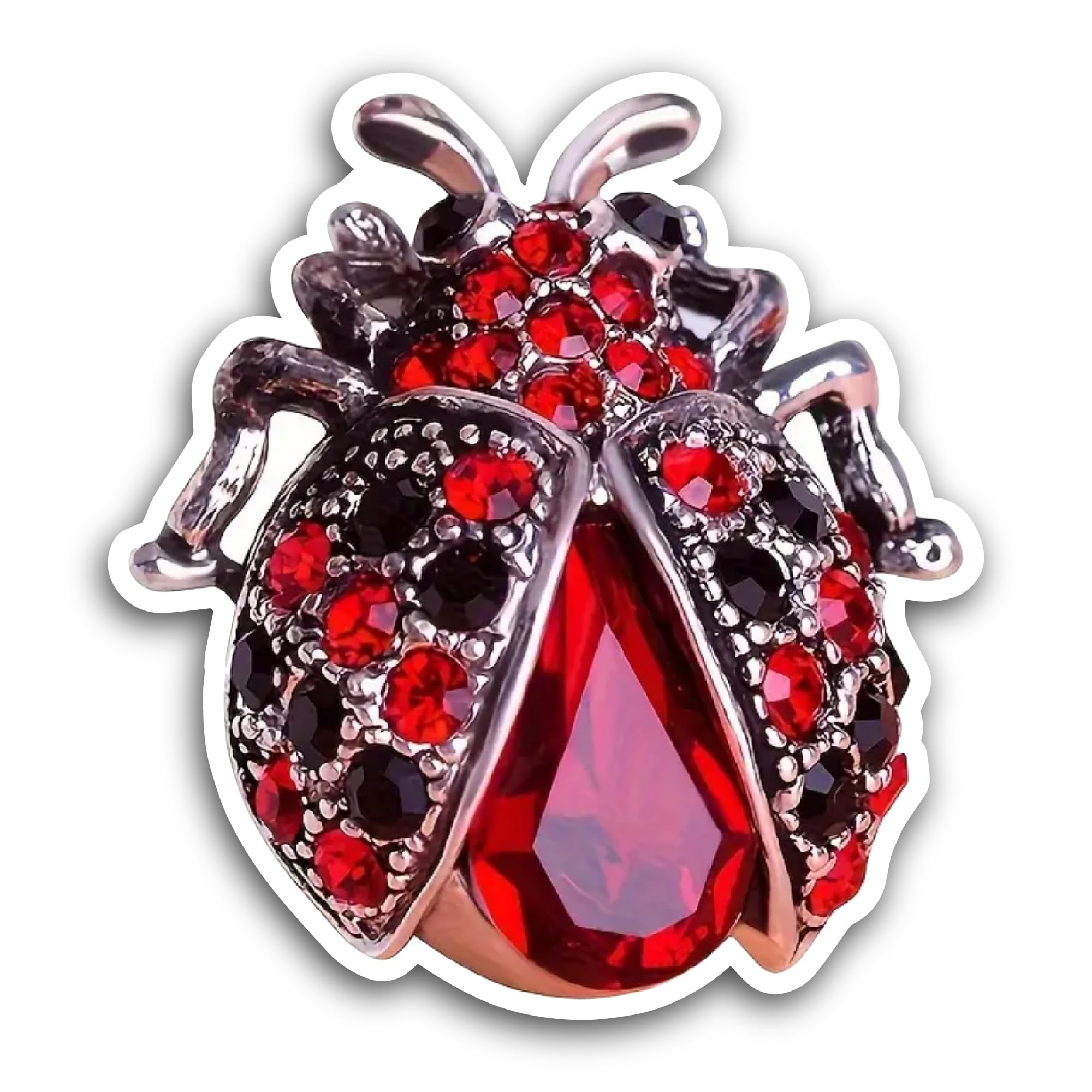 2 (Pieces) 3" and 5" Crystal Ladybird Sticker, Waterproof Vinyl Decals for Many Purpose Like Cars, T
