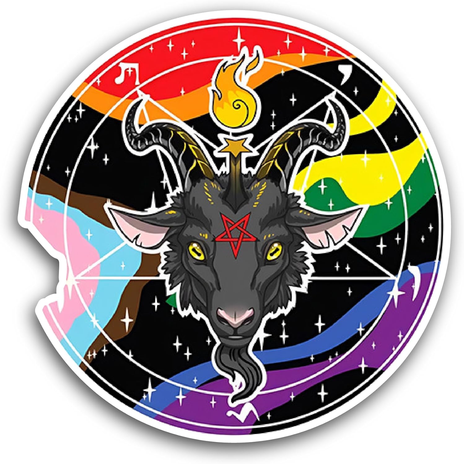 2 (Pieces) 3" and 5" Witchy Goat Sticker, Waterproof Vinyl Decals for Many Purpose Like Cars, Trucks, Laptops, Phones, Windows and More