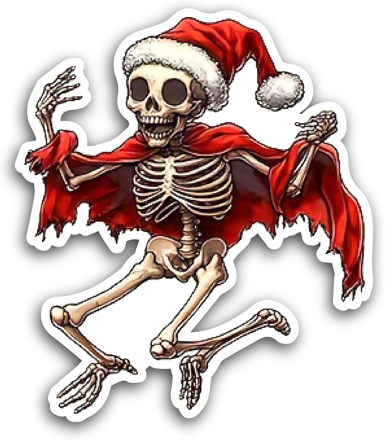 2 (Pieces) 3" and 5" Funny Christmas Skeleton Sticker, Waterproof Vinyl Decals for Many Purpose Like Cars, Trucks, Laptops, Phones, Windows and More