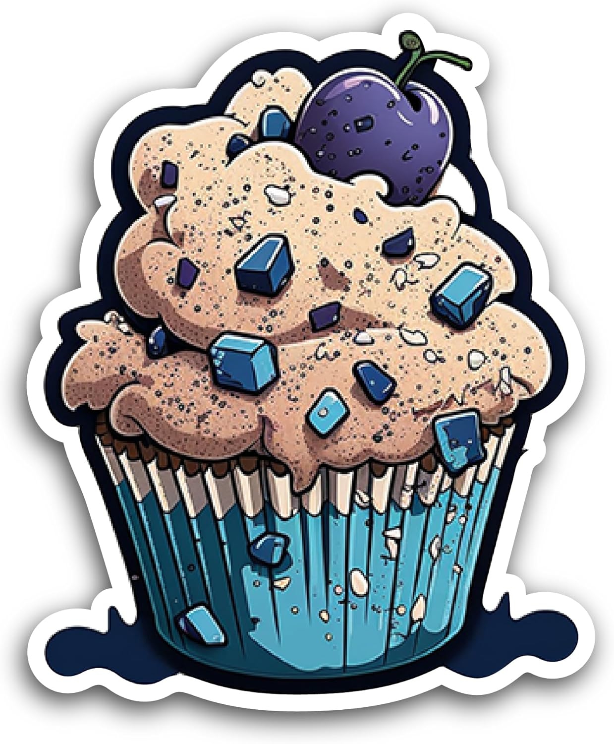 2 (Pieces) 3" and 5" Blue Muffin Sticker, Waterproof Vinyl Decals for Many Purpose Like Cars, Trucks, Laptops, Phones, Windows and More